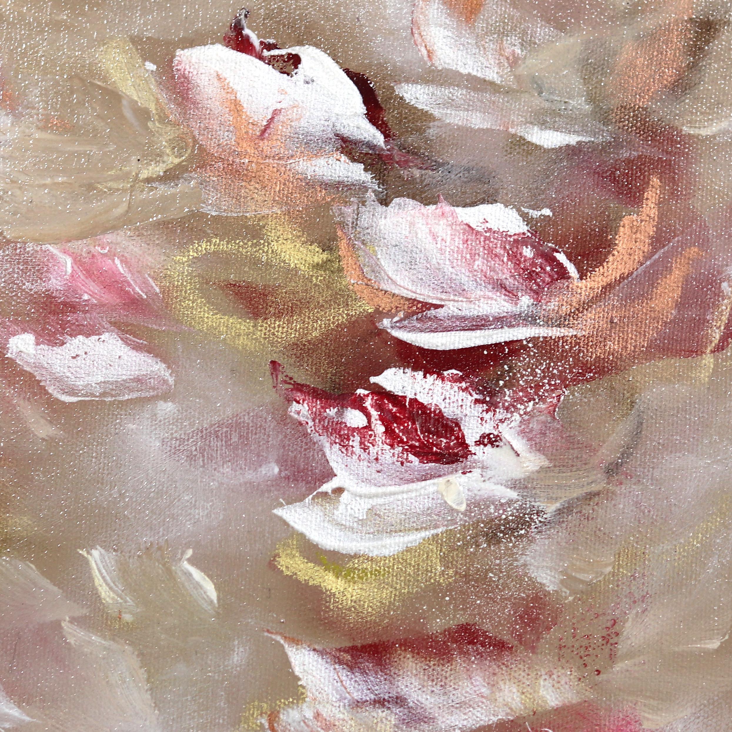Love Season - Dreamy Romantic Abstract Textural Soft Blush Tone Floral Malerei im Angebot 2
