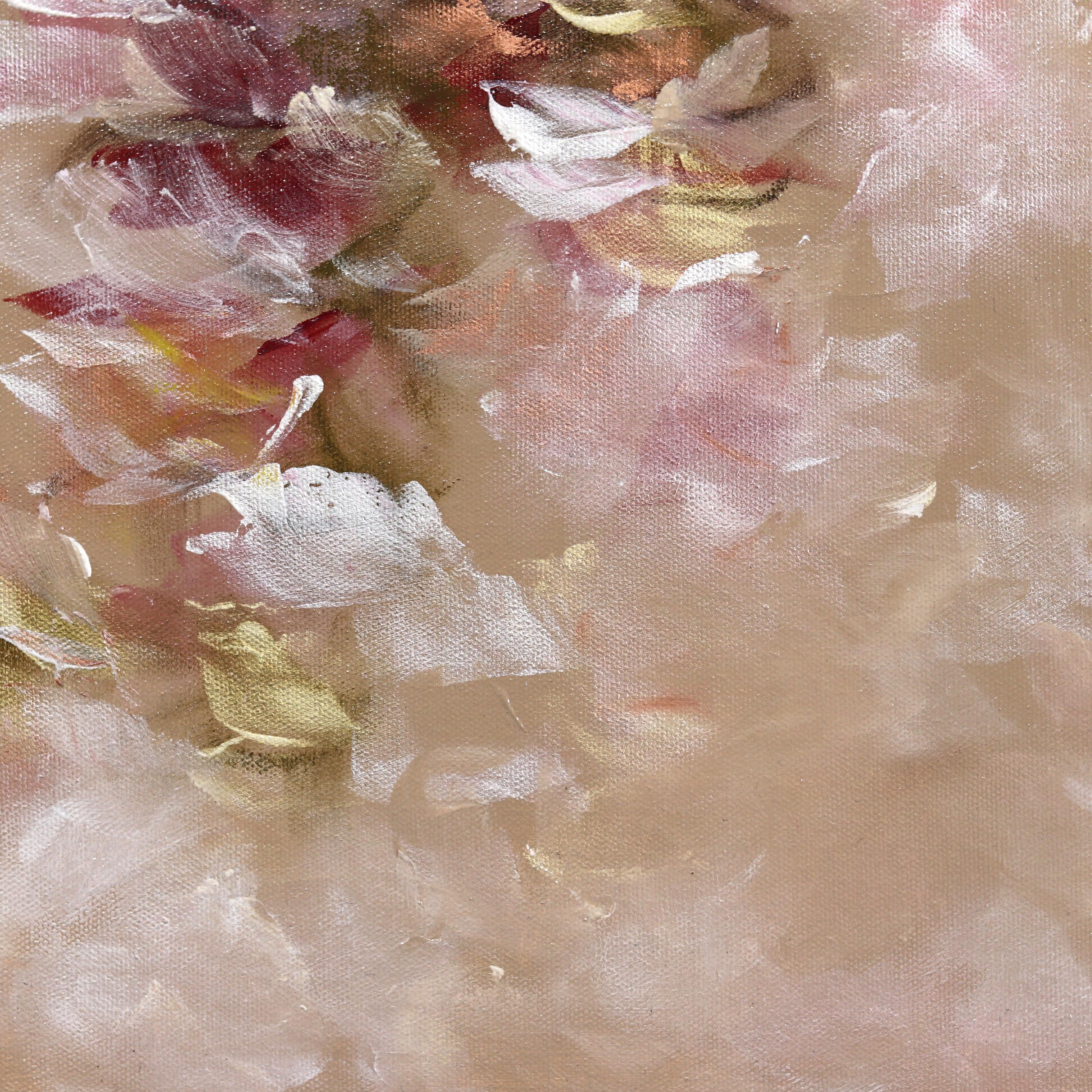 Love Season - Dreamy Romantic Abstract Textural Soft Blush Tone Floral Malerei im Angebot 4