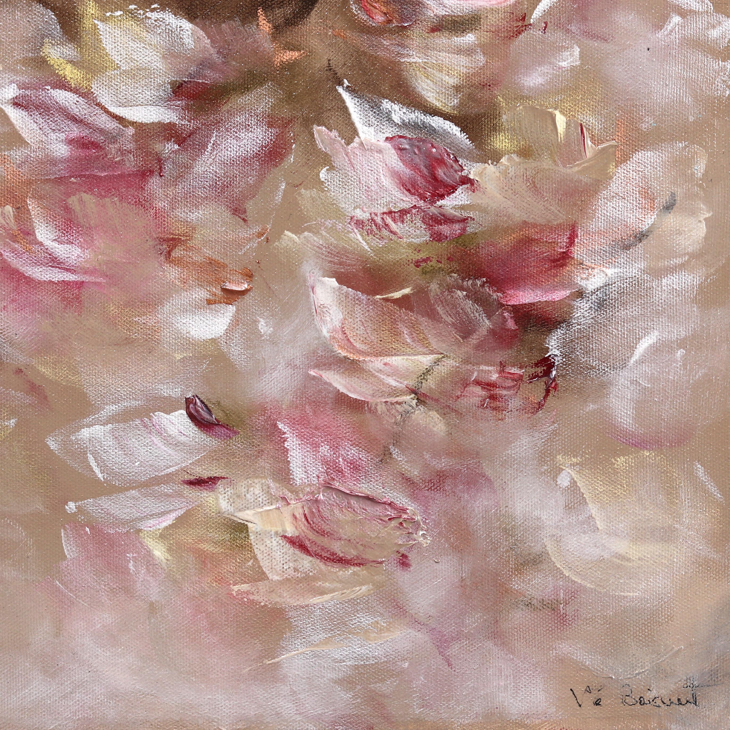Love Season - Dreamy Romantic Abstract Textural Soft Blush Tone Floral Malerei im Angebot 5