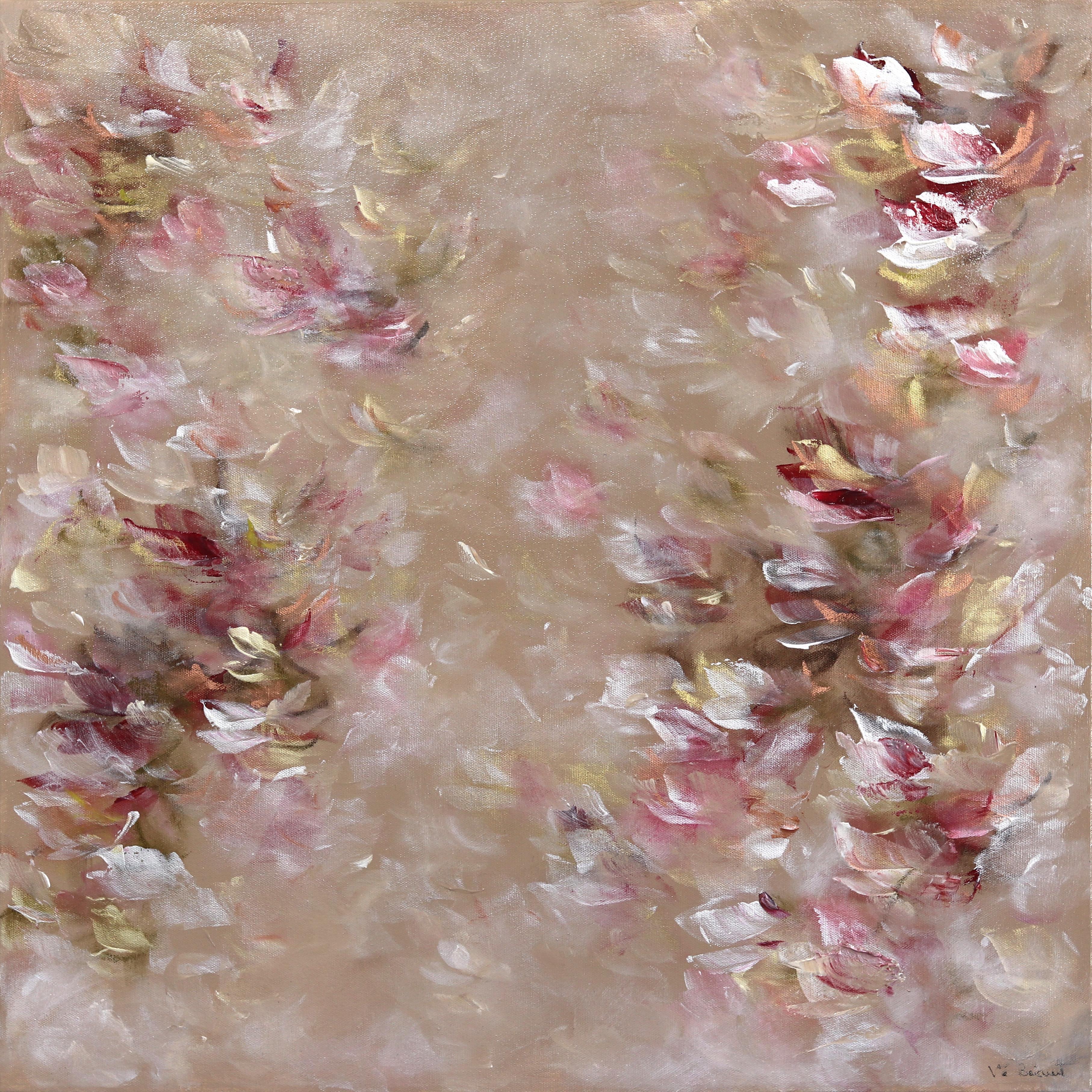 Love Season - Dreamy Romantic Abstract Textural Soft Blush Tone Floral Malerei – Mixed Media Art von Vè Boisvert