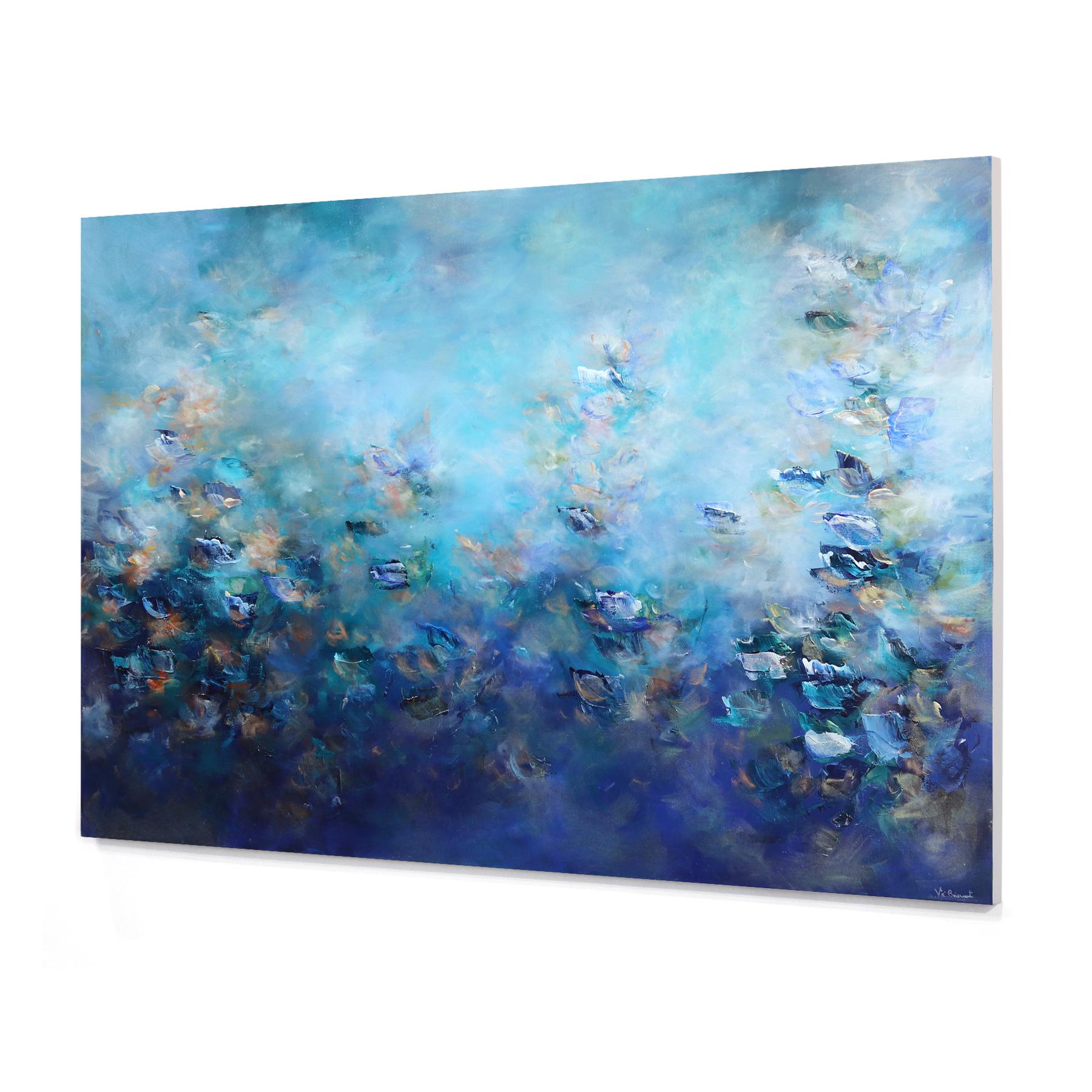 Moonlight Celebration - Large Soft Abstract Floral Painting For Sale 2