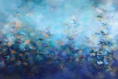 Moonlight Celebration - Large Soft Abstract Floral Painting