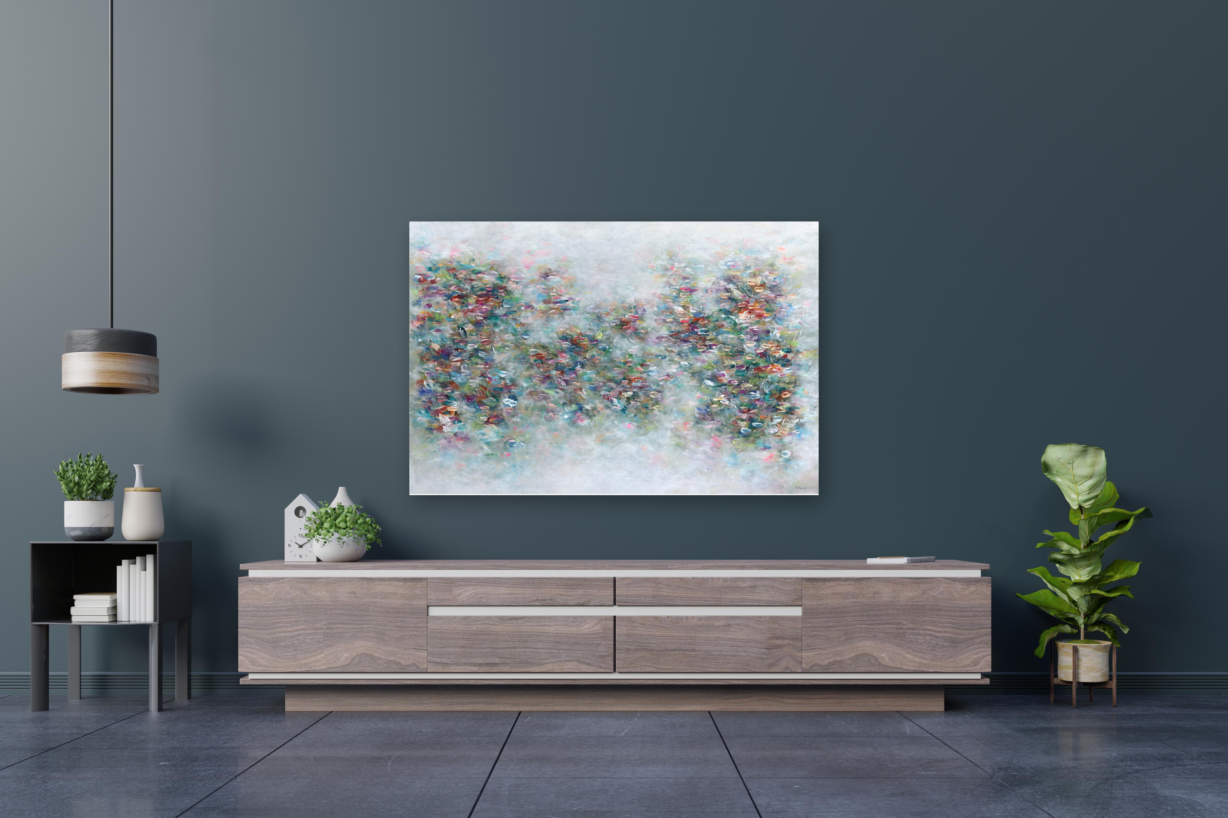 Nympheas De Mon Coeur – weiches, abstraktes, geblümtes Landschaftsgemälde – Painting von Vè Boisvert