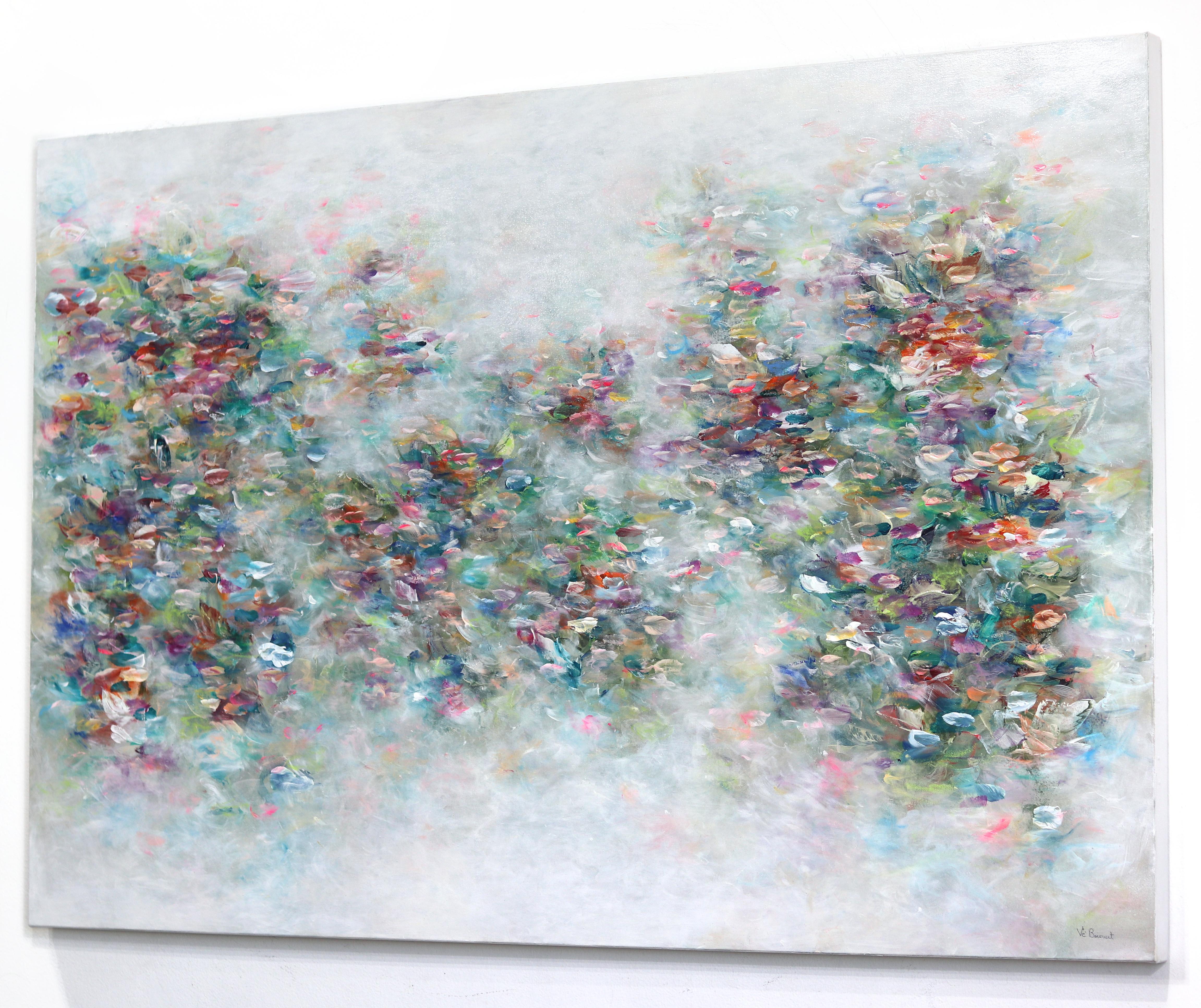 Nympheas De Mon Coeur – weiches, abstraktes, geblümtes Landschaftsgemälde (Grau), Landscape Painting, von Vè Boisvert