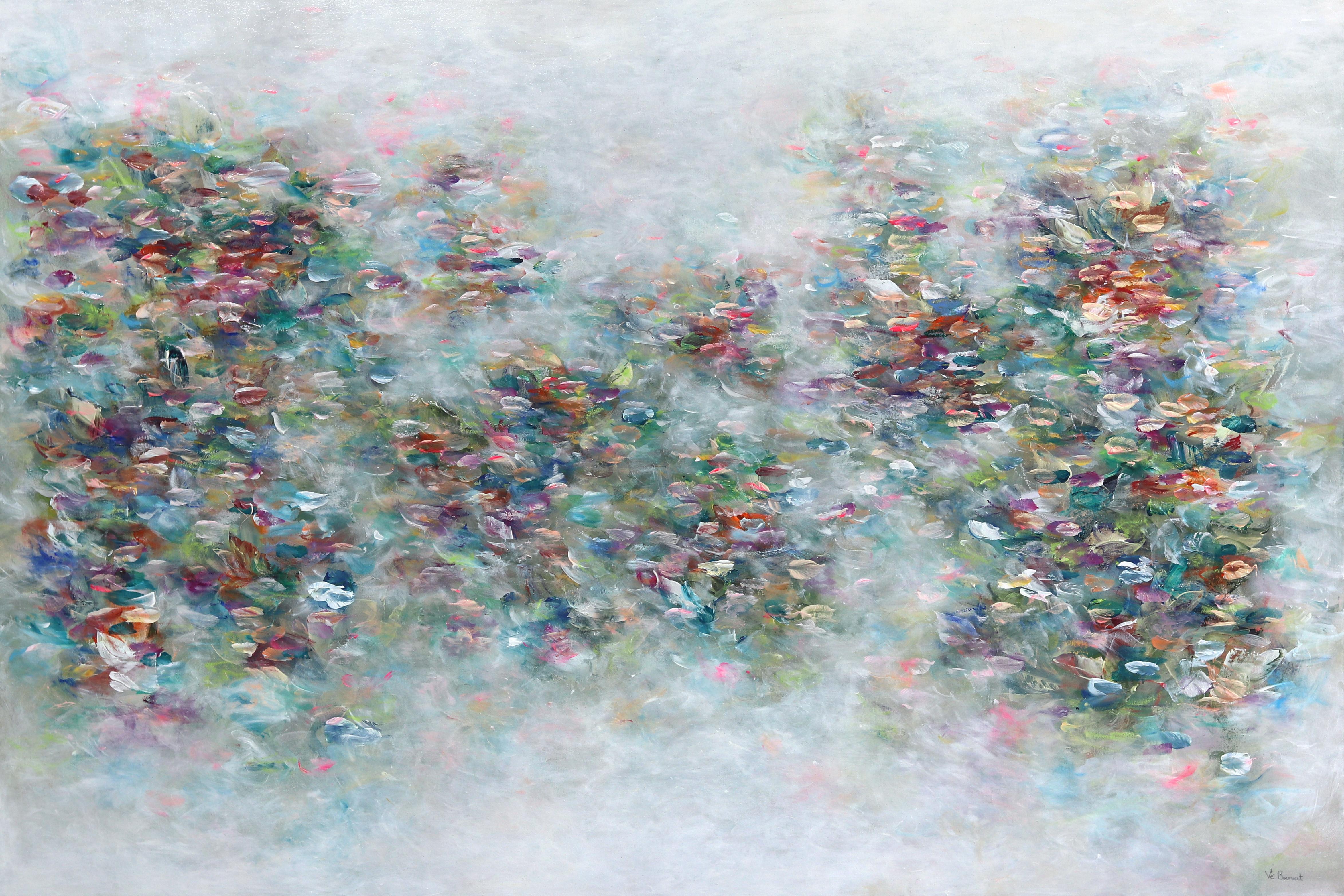 Vè Boisvert Landscape Painting – Nympheas De Mon Coeur – weiches, abstraktes, geblümtes Landschaftsgemälde