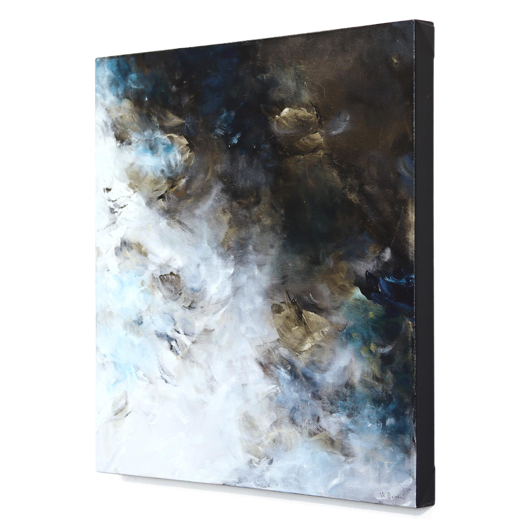 Out in the Dark - Abstrakte Serene Cool Tone Textural Acryl Leinwand Gemälde im Angebot 2