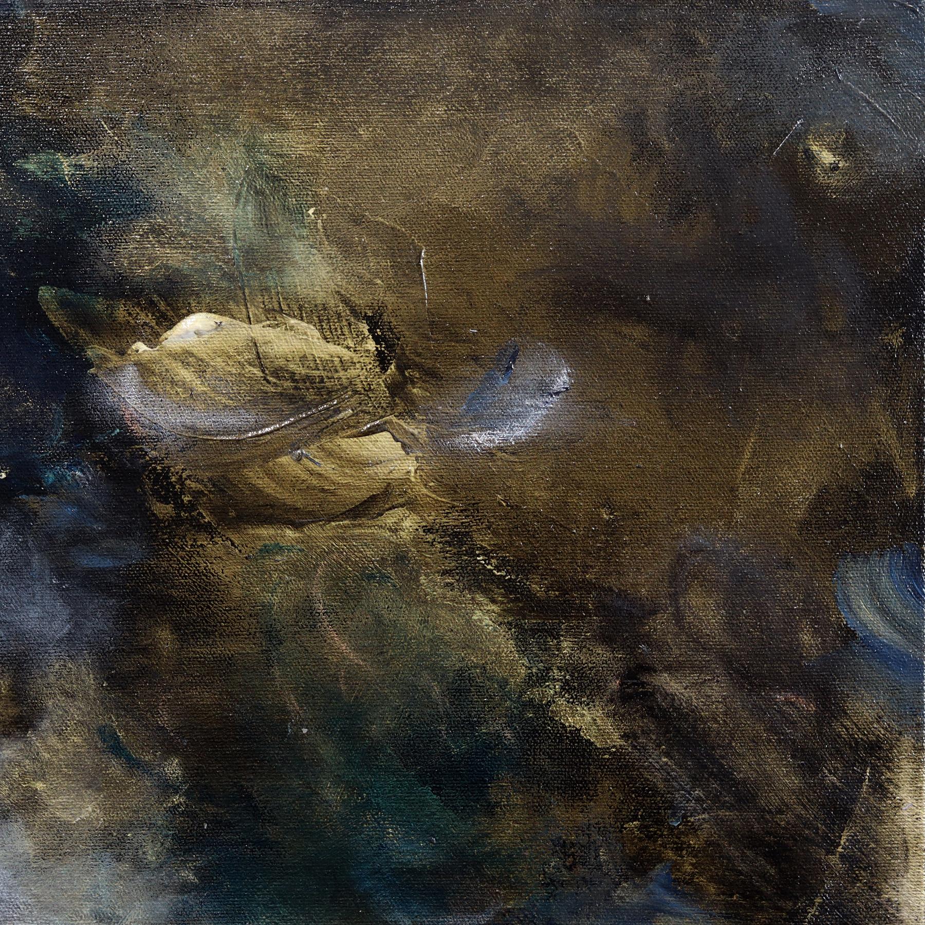 Out in the Dark - Abstrakte Serene Cool Tone Textural Acryl Leinwand Gemälde im Angebot 3