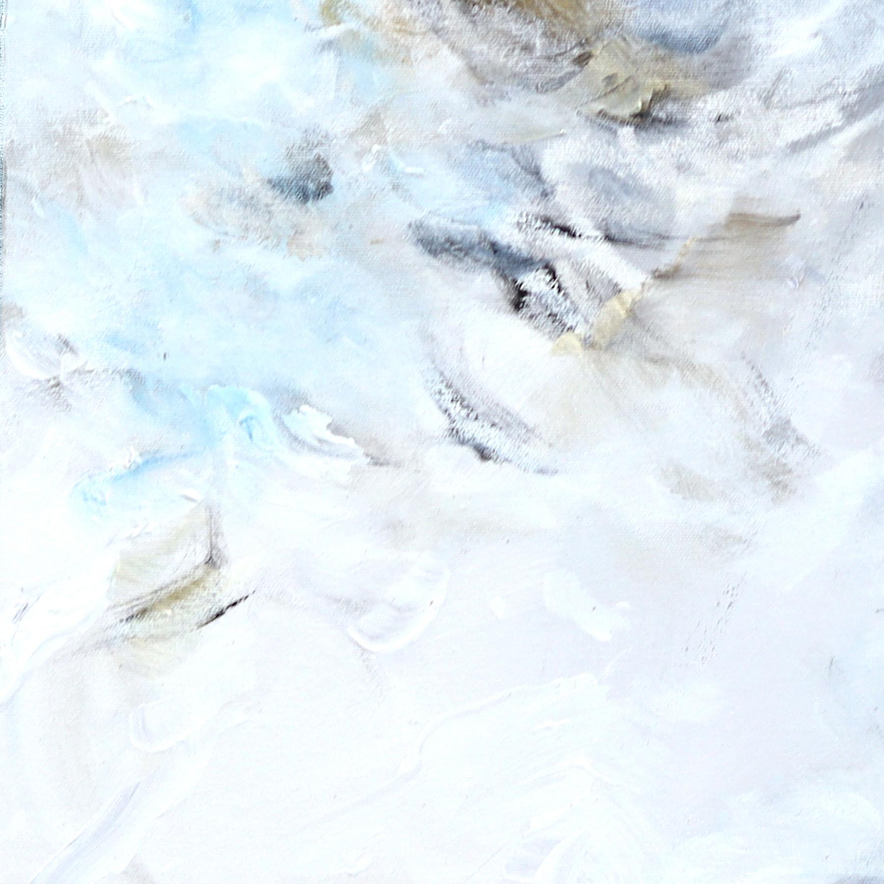 Out in the Dark - Abstrakte Serene Cool Tone Textural Acryl Leinwand Gemälde im Angebot 5