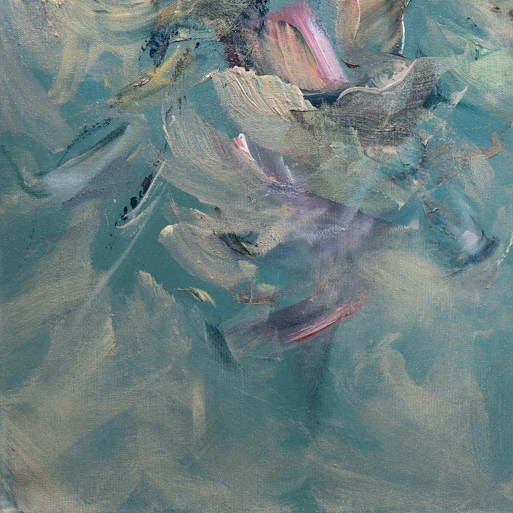 Peaceful Blessings - Serene Textural Pastel Palette Floral Abstract Painting For Sale 6