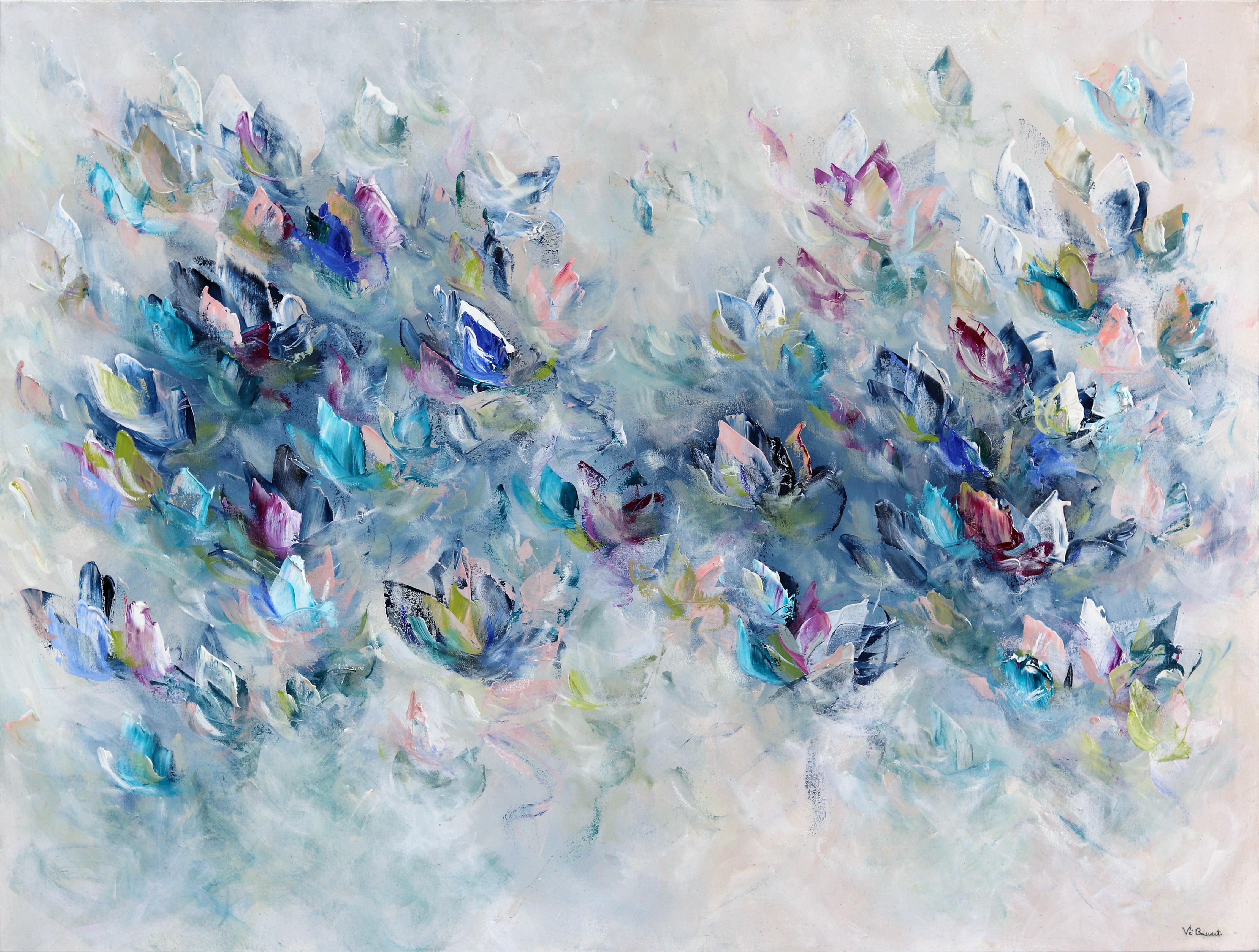 Vè Boisvert Landscape Painting - Poetry Of The Sky - Soft Abstract Floral Painting