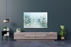 Rêver Ensemble - Peinture paysage floral abstrait vert tendre