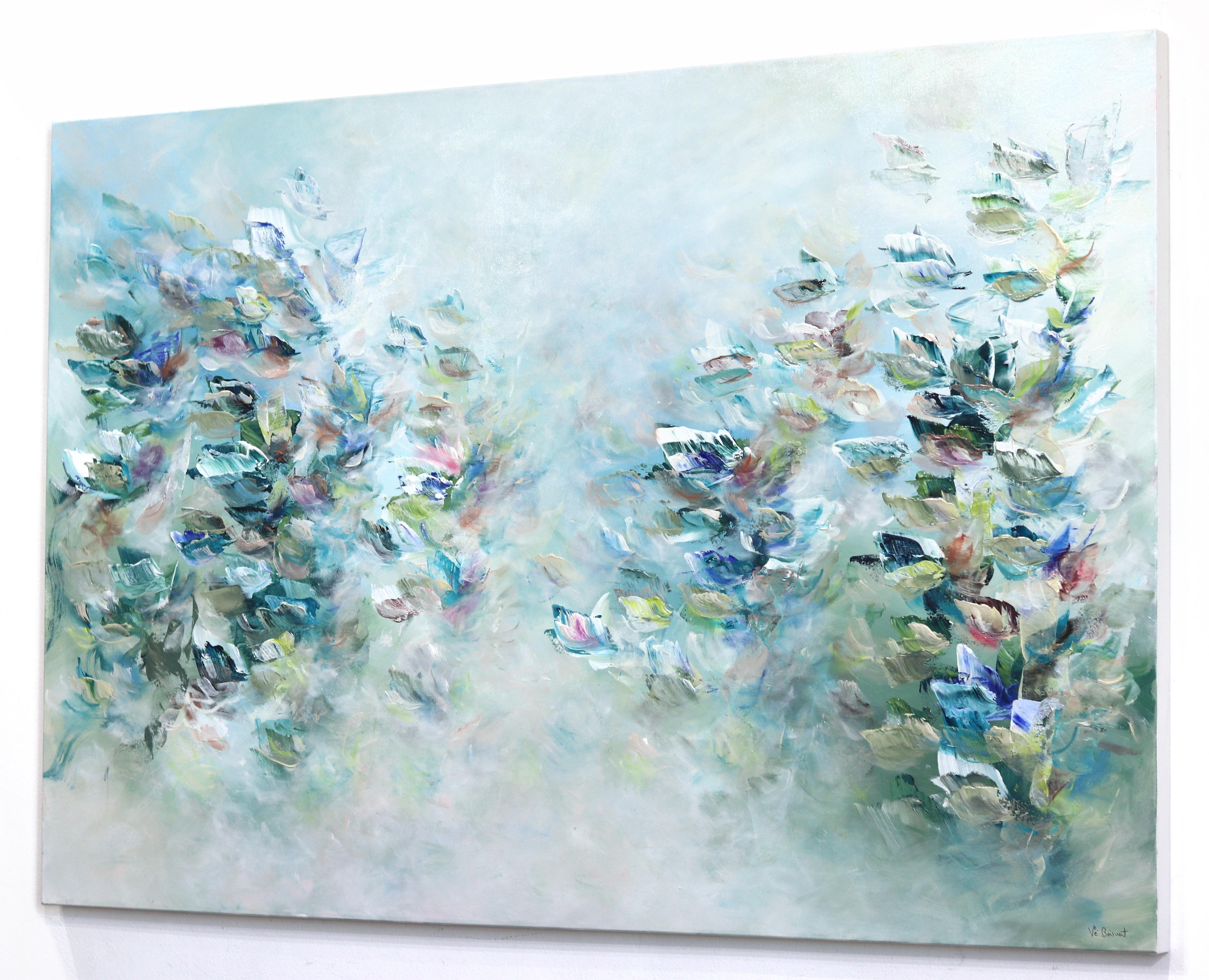Rêver Ensemble - Soft Green Abstract Floral Landscape Painting For Sale 3