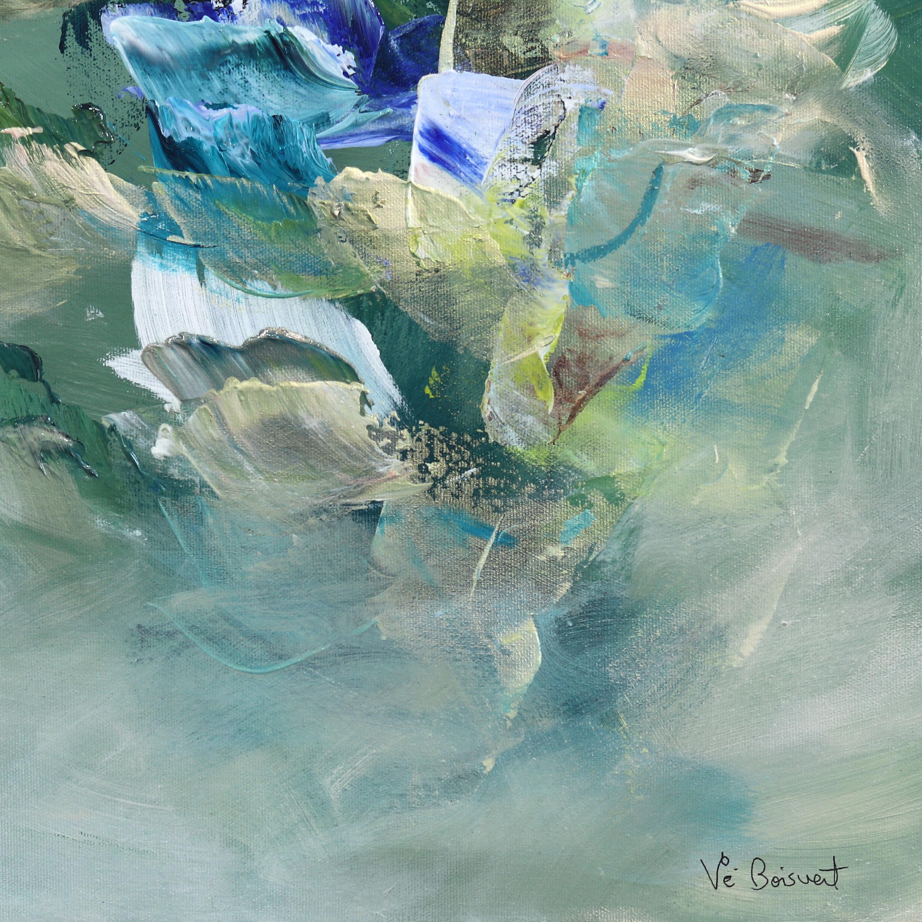 Rêver Ensemble - Soft Green Abstract Floral Landscape Painting For Sale 7