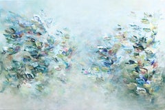 Rêver Ensemble - Soft Green Abstract Floral Landscape Painting