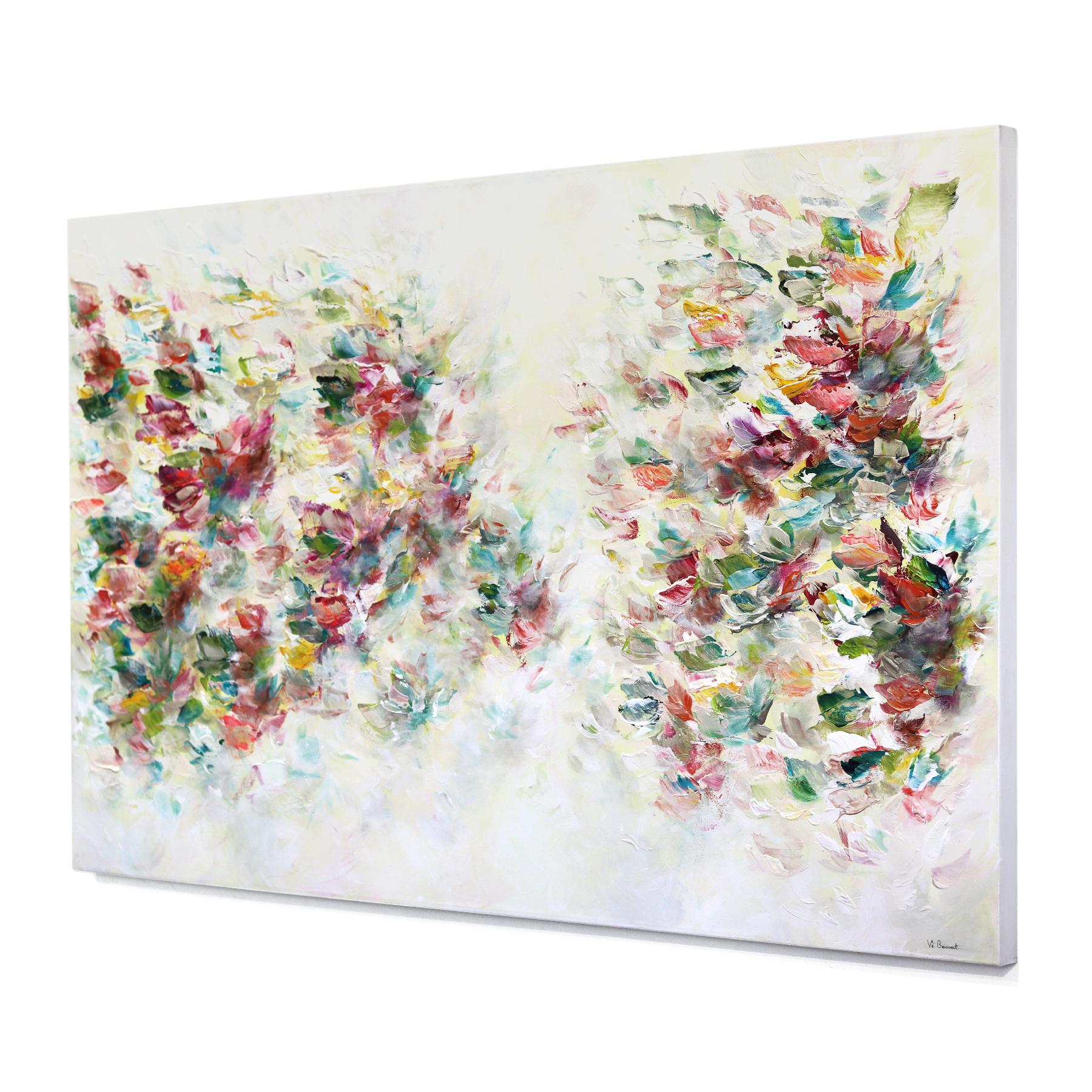 Rising Women - Großes abstraktes, weiches, abstraktes, geblümtes Gemälde in Palette (Beige), Abstract Painting, von Vè Boisvert