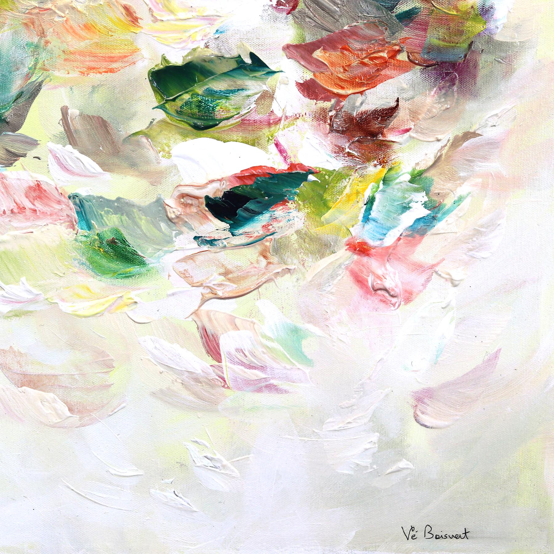 Rising Women - Großes abstraktes, weiches, abstraktes, geblümtes Gemälde in Palette im Angebot 3