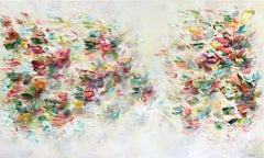 Rising Women - Großes abstraktes, weiches, abstraktes, geblümtes Gemälde in Palette