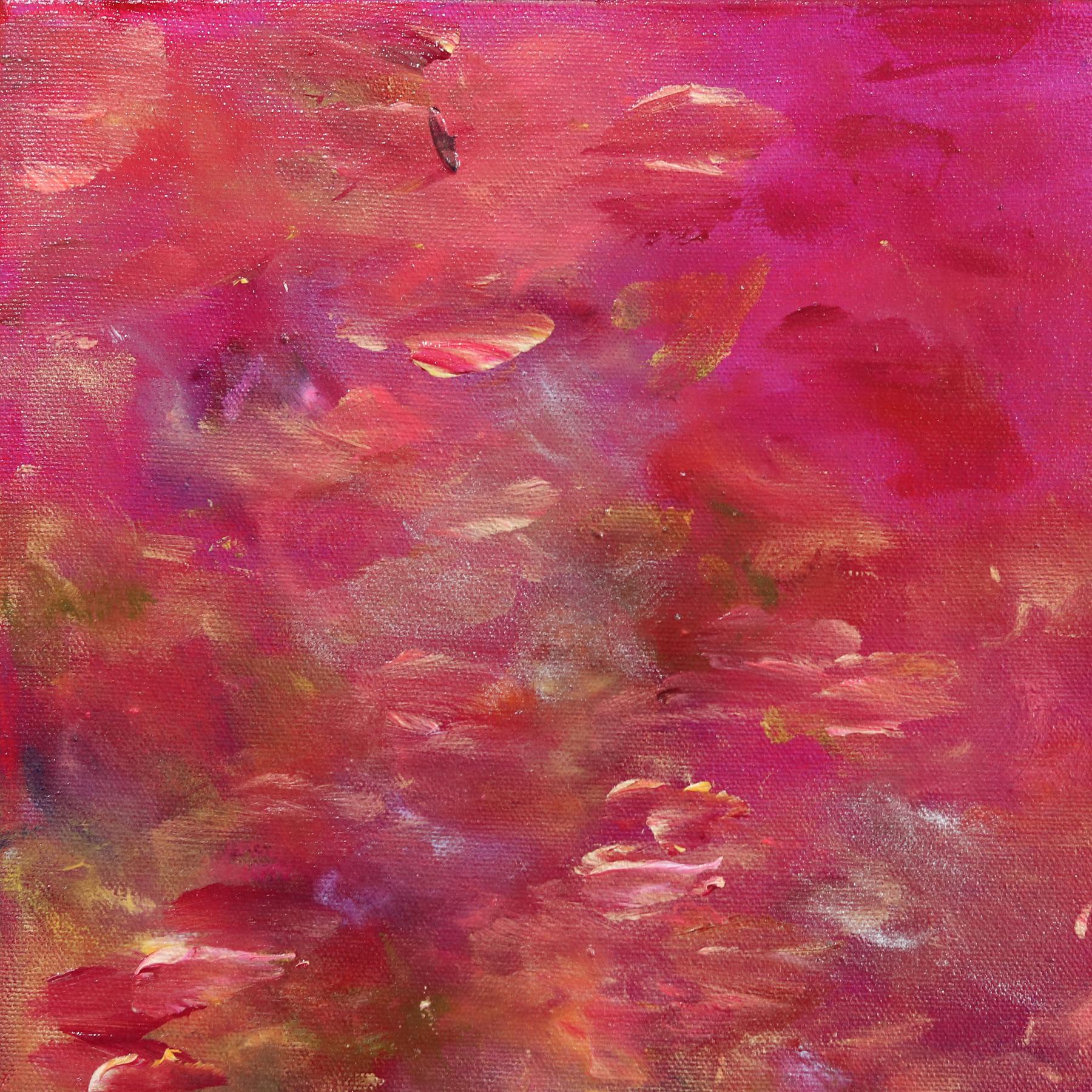 Sacred Feminine - Strahlender Rosa und Magenta Texturiertes abstraktes geblümtes Gemälde (Abstrakt), Painting, von Vè Boisvert
