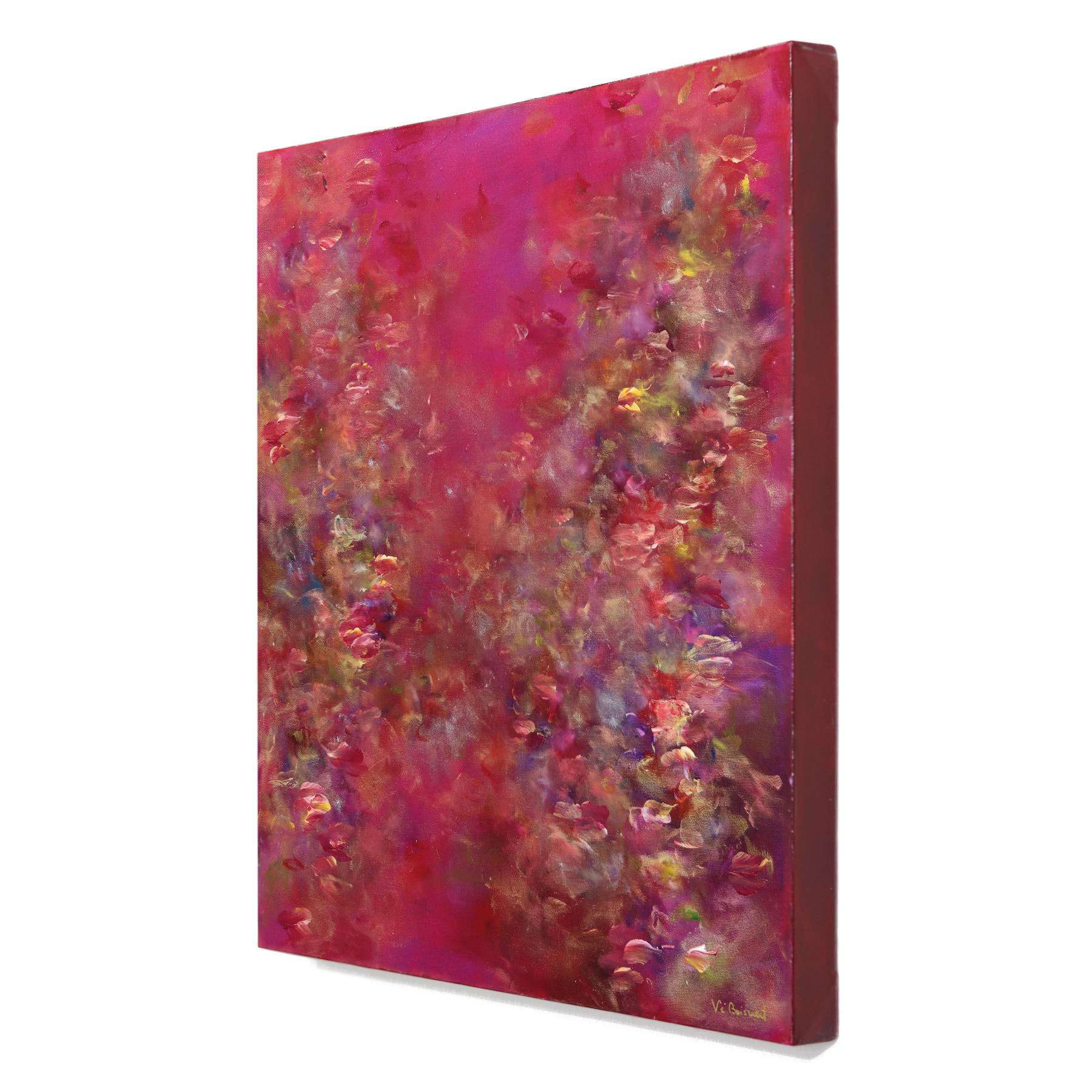 Sacred Feminine - Strahlender Rosa und Magenta Texturiertes abstraktes geblümtes Gemälde (Pink), Abstract Painting, von Vè Boisvert