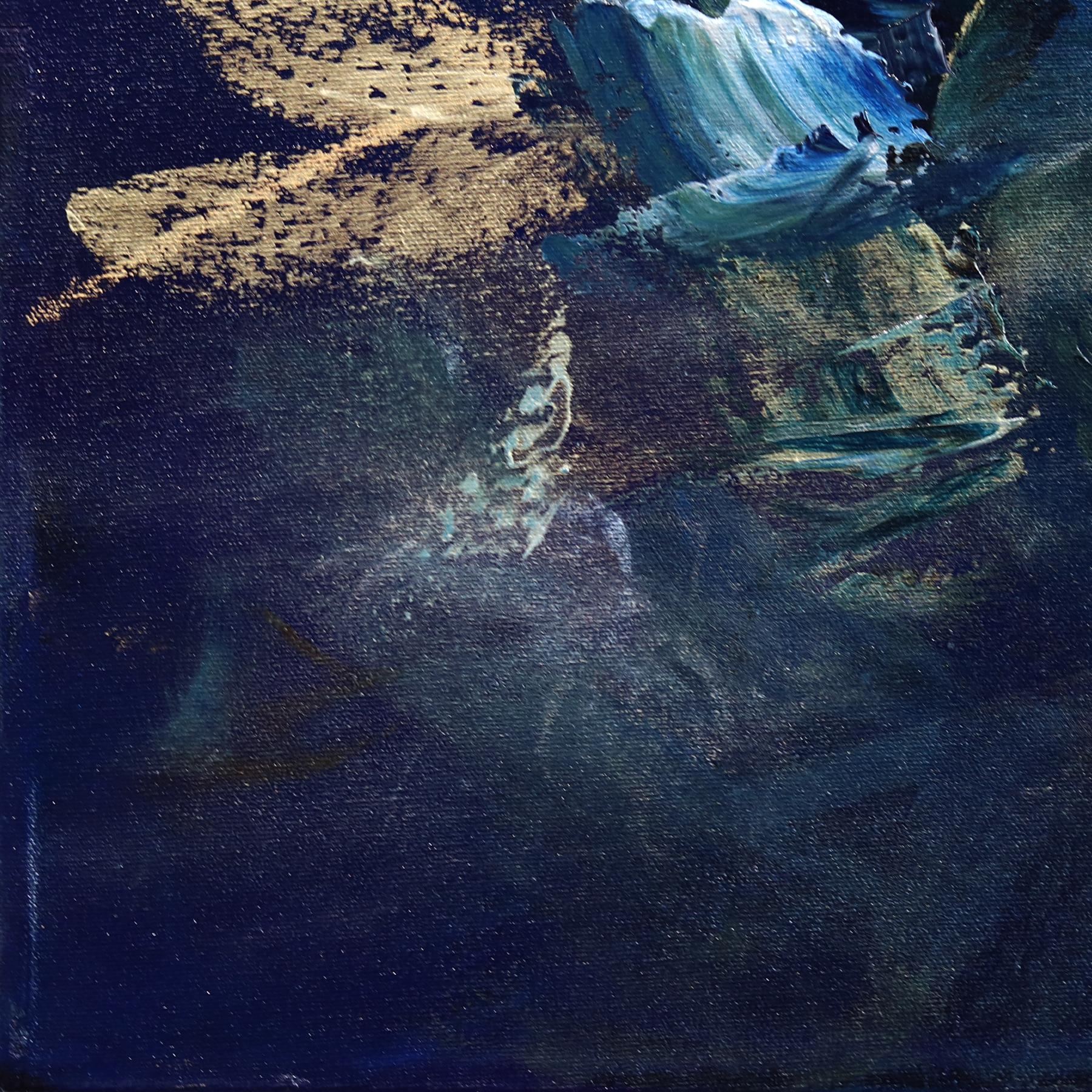 Sailing in the Bahamas - Original Luminous Blue-Tone Textural Abstract Painting For Sale 6
