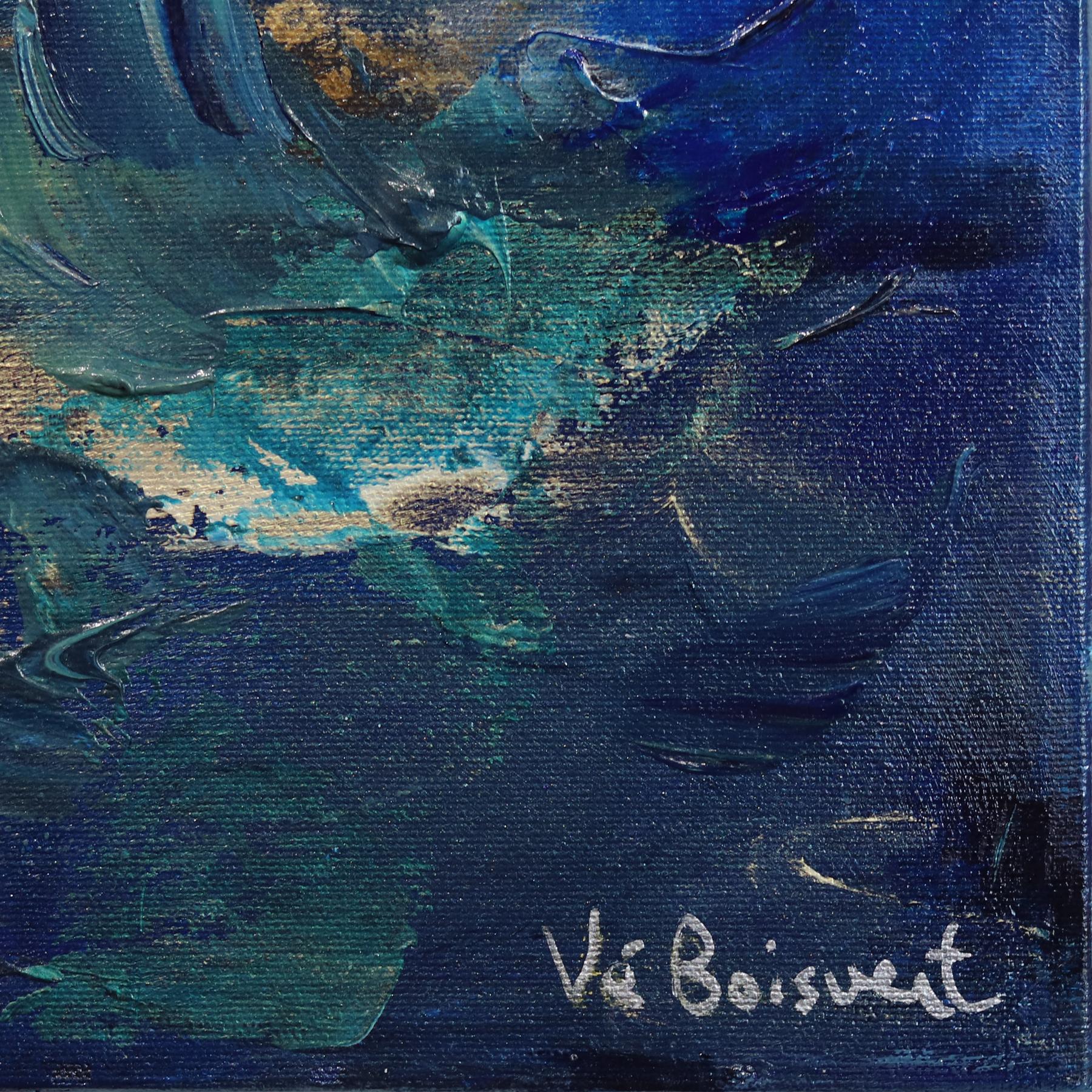 Sailing in the Bahamas - Original Luminous Blue-Tone Textural Abstract Painting For Sale 7