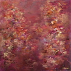 Sailing In The Nympheas - Red Copper Gold Abstract Floral Landscape Painting