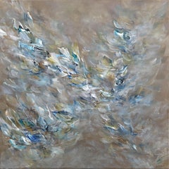 Sand Pearl - Abstract Luminous Cool Tone Textural Floral Acrylic Painting