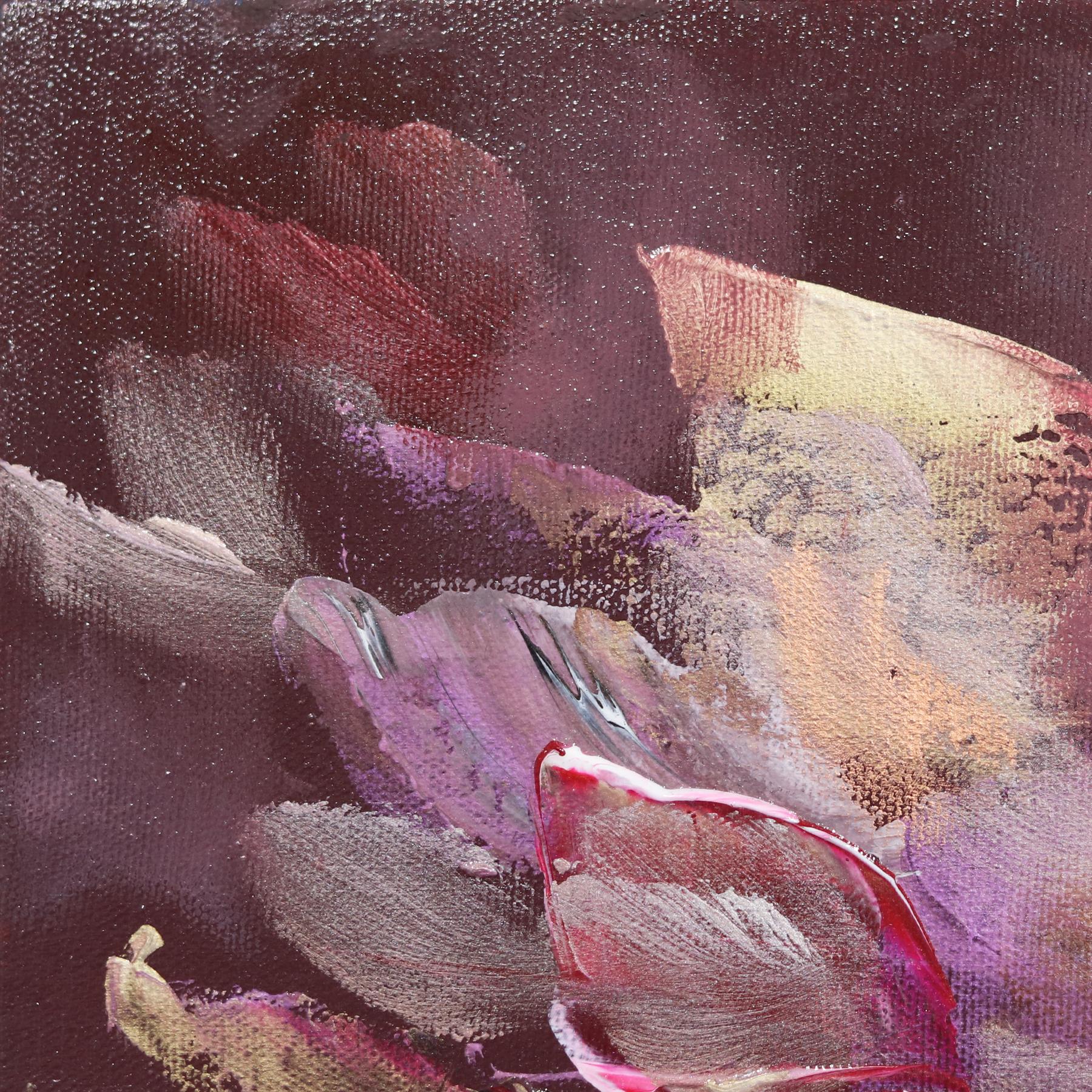 Self Love Beauty - Pintura Paisaje Floral Abstracto Malva Magenta Oro - Landscape Painting Marrón de Vè Boisvert