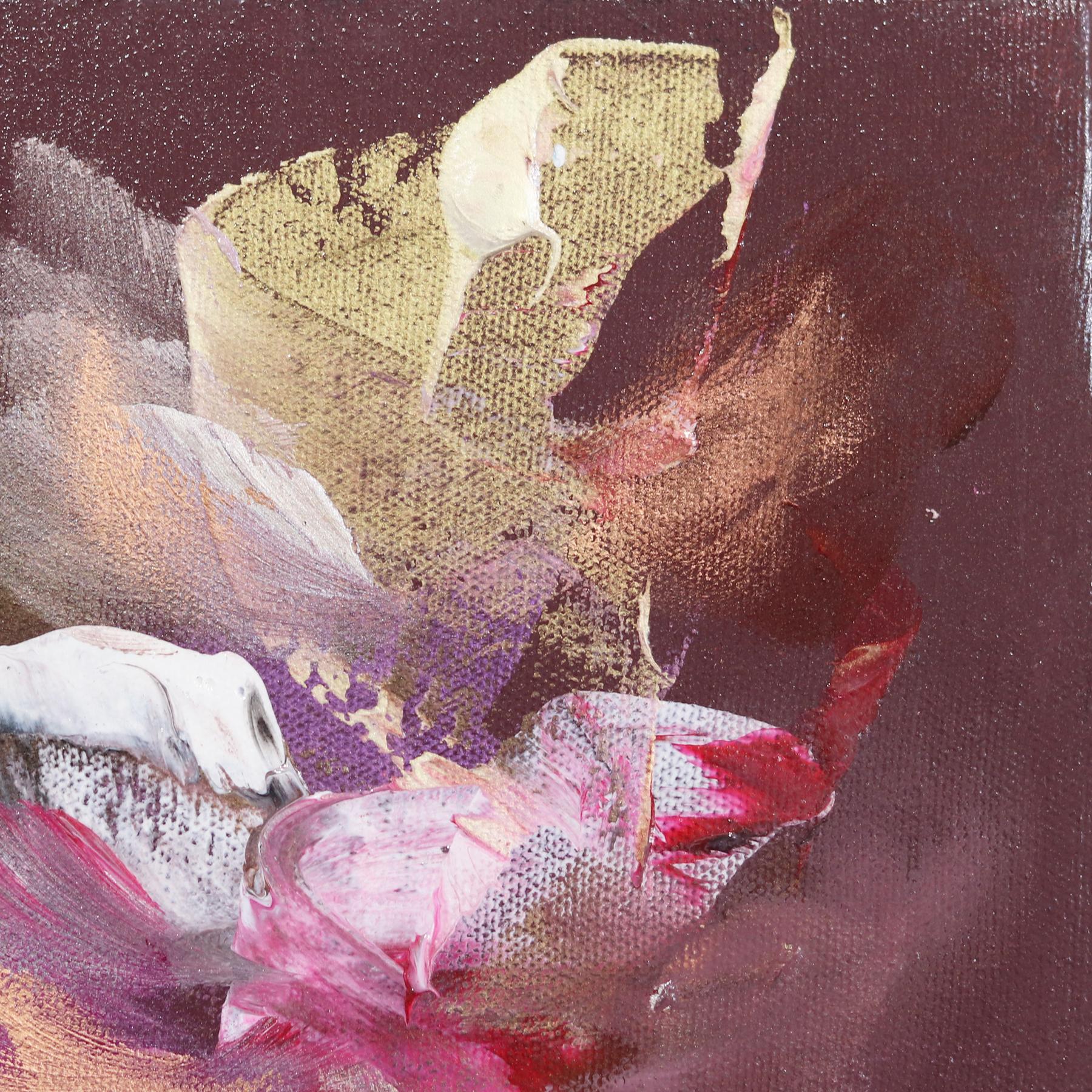 Self Love Beauty - Pintura Paisaje Floral Abstracto Malva Magenta Oro en venta 1