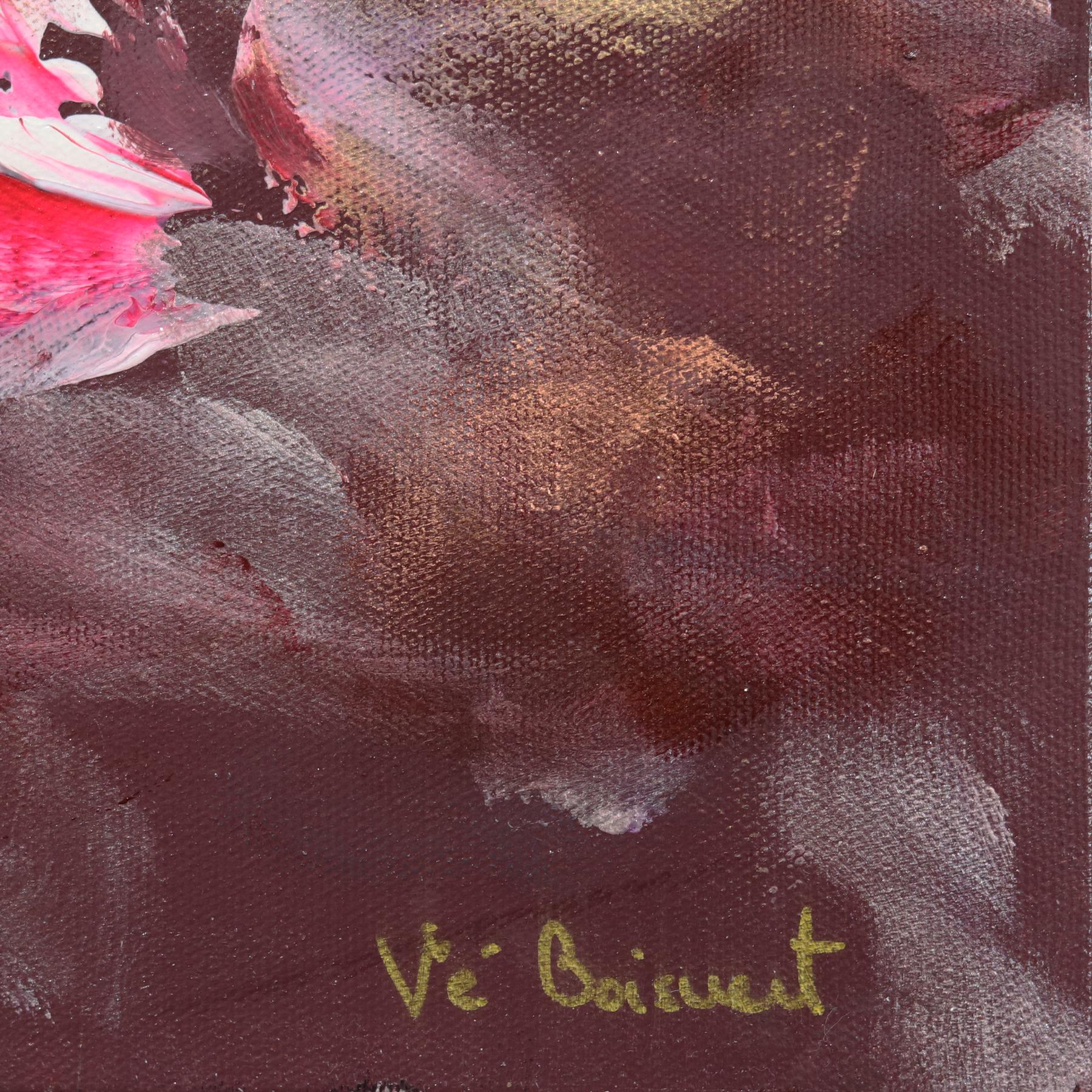 Self Love Beauty - Pintura Paisaje Floral Abstracto Malva Magenta Oro en venta 4