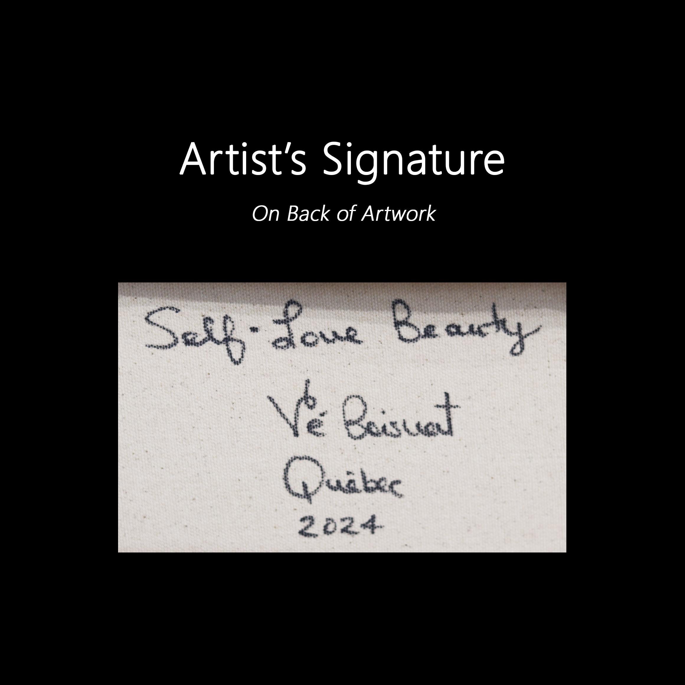 Self Love Beauty - Pintura Paisaje Floral Abstracto Malva Magenta Oro en venta 5