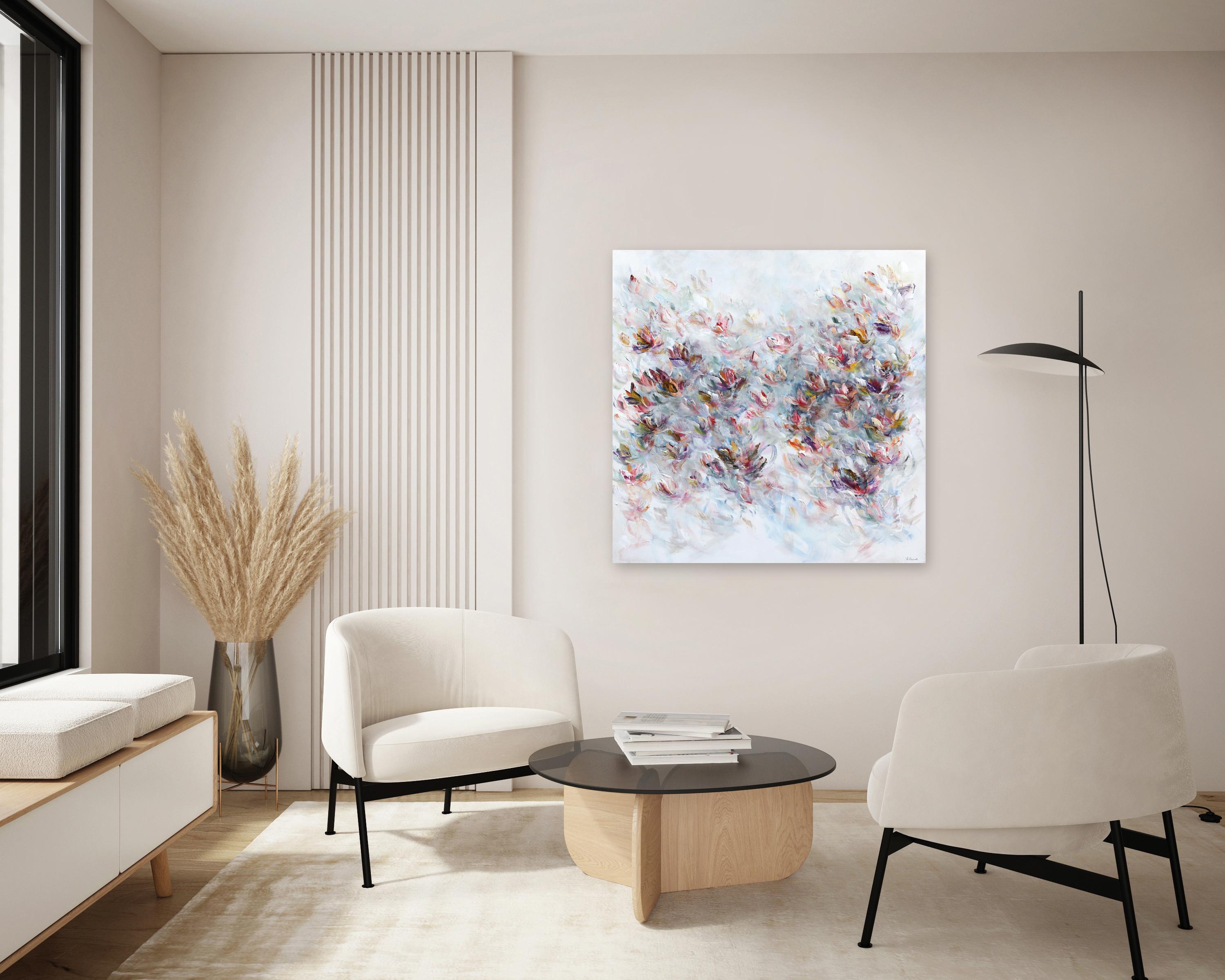Self-Love is Luxury - Soft Abstract Floral Landscape Painting For Sale 4