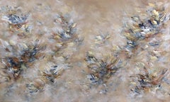 Sunset Over Sand - Large Abstract Textural Soft Neutrals and Blue Tone Painting