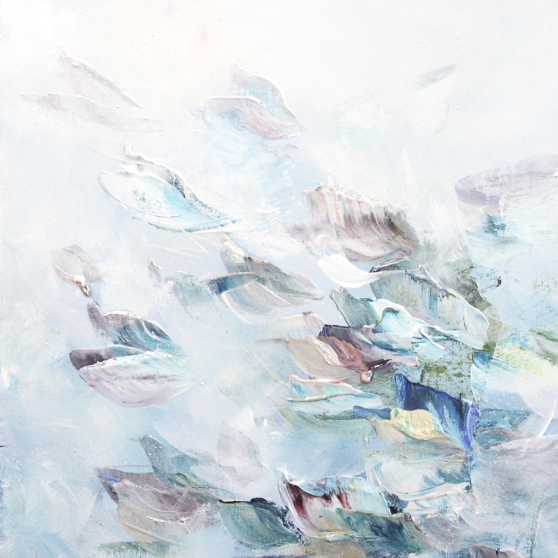 The Sea is Calling My Soul - Original Luminous Blue Textural Abstract Painting For Sale 1