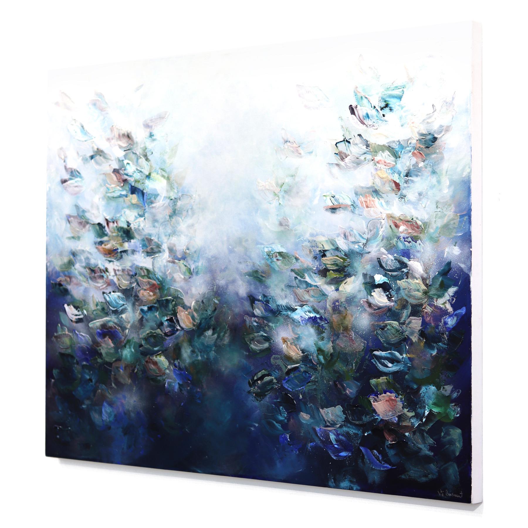 The Sea is Calling My Soul - Original Luminous Blue Textural Abstract Painting For Sale 2