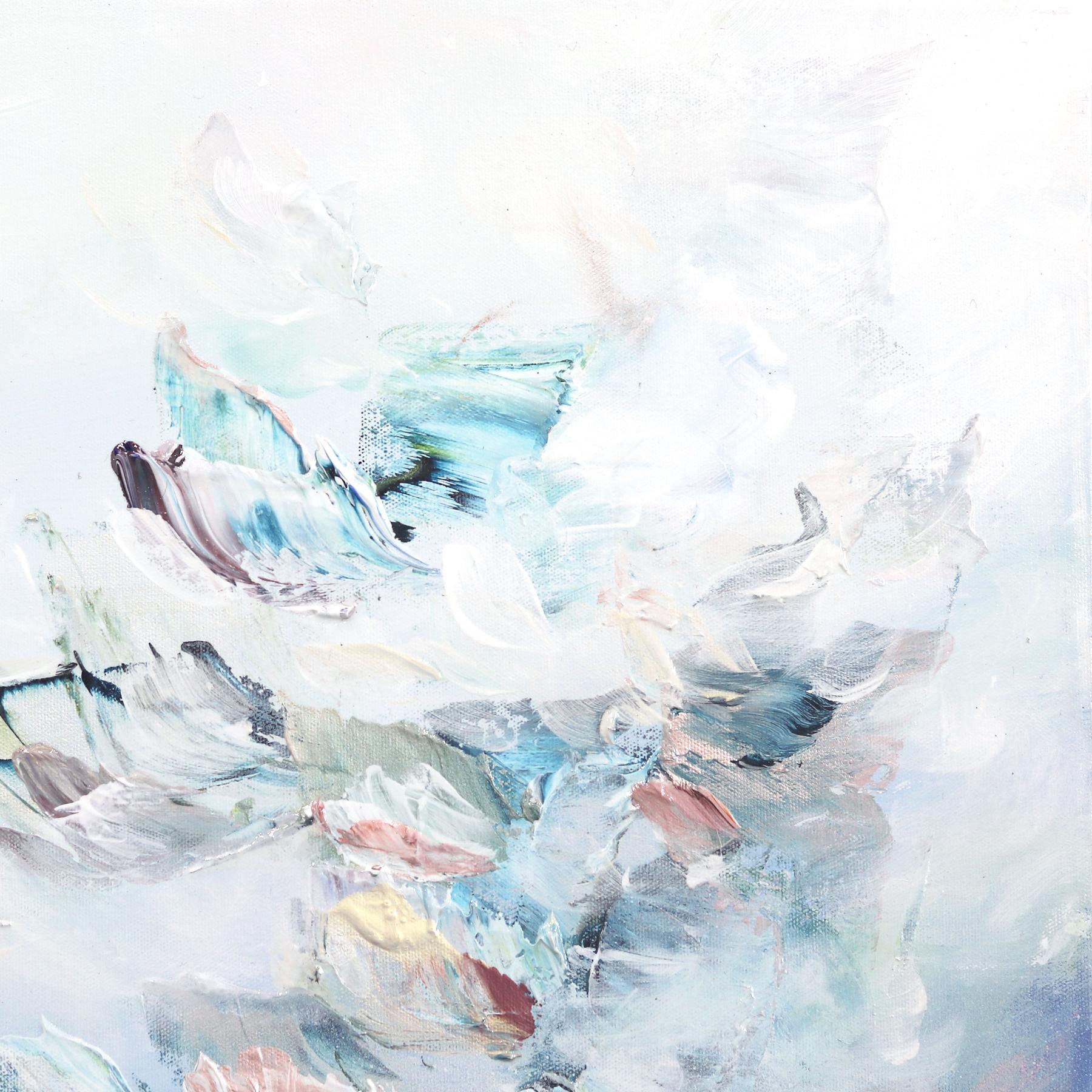 The Sea is Calling My Soul - Original Luminous Blue Textural Abstract Painting For Sale 3