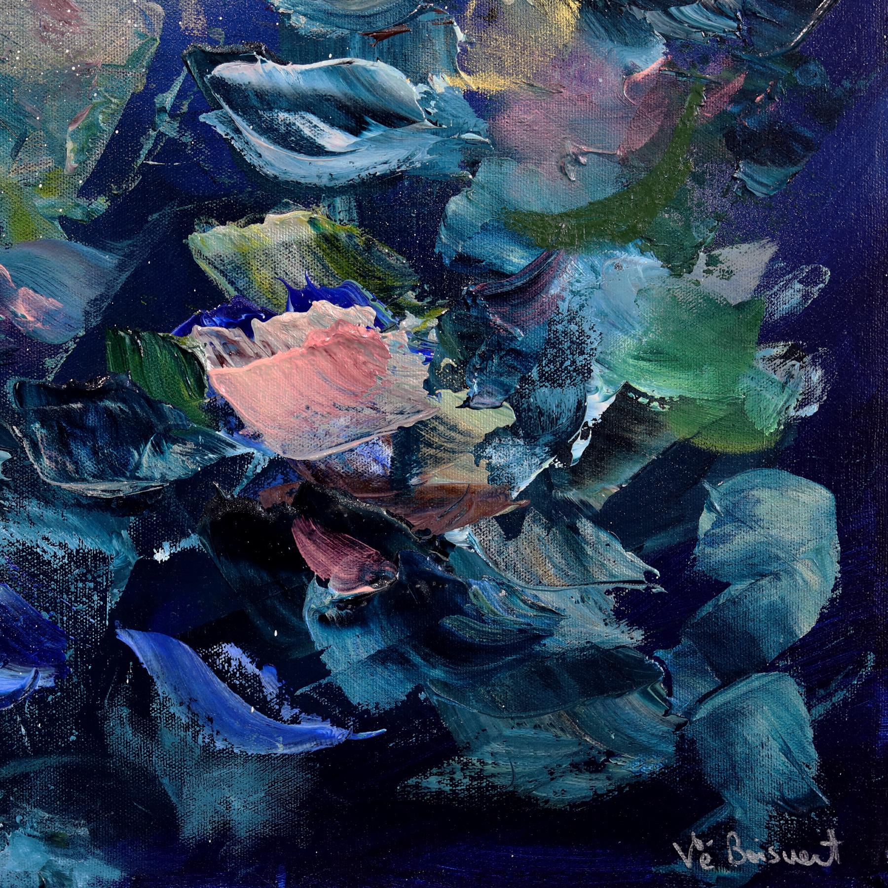 The Sea is Calling My Soul - Original Luminous Blue Textural Abstract Painting For Sale 6