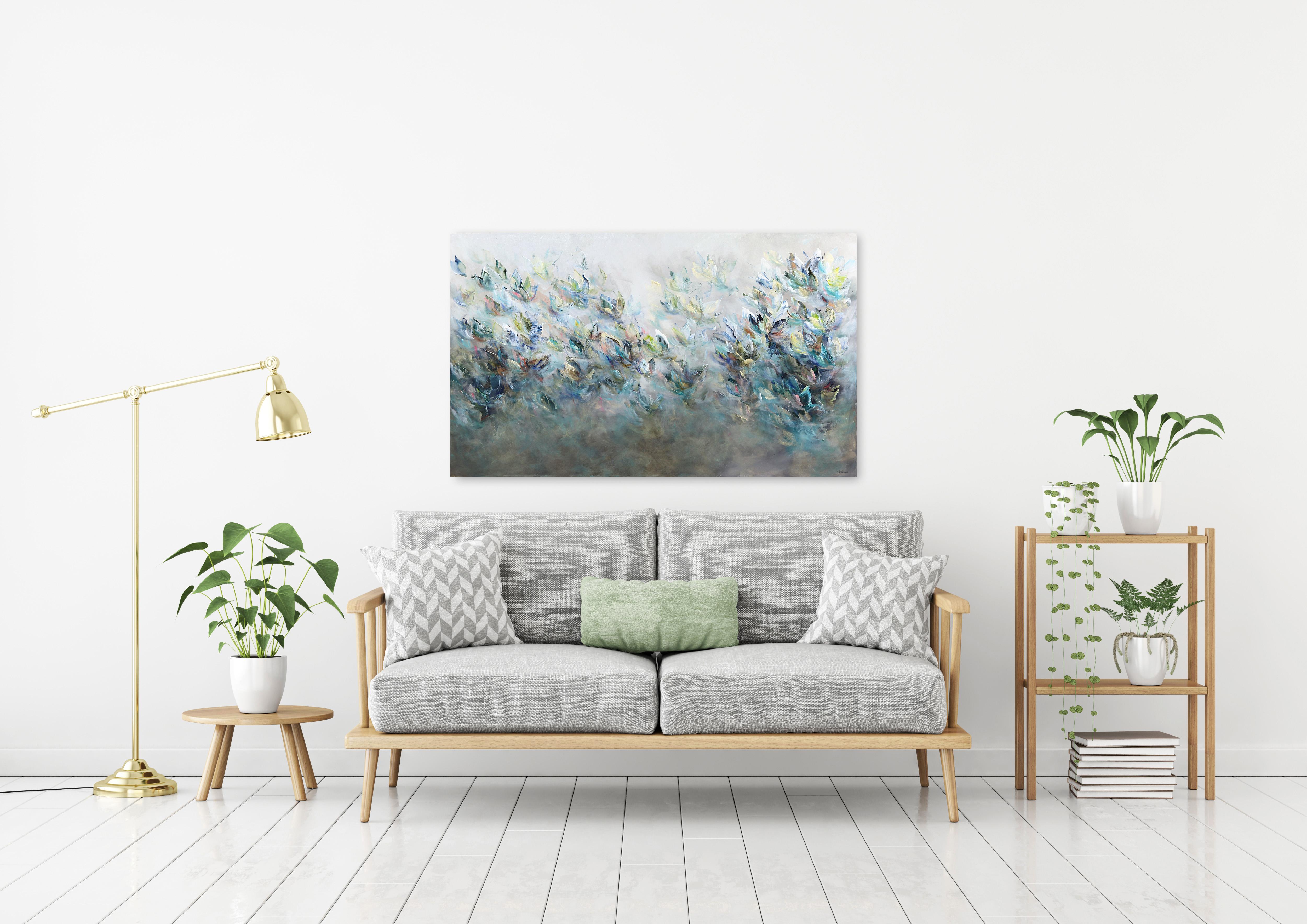 Une Caresse de L'Universe - Soft Abstract Floral Landscape Painting For Sale 4