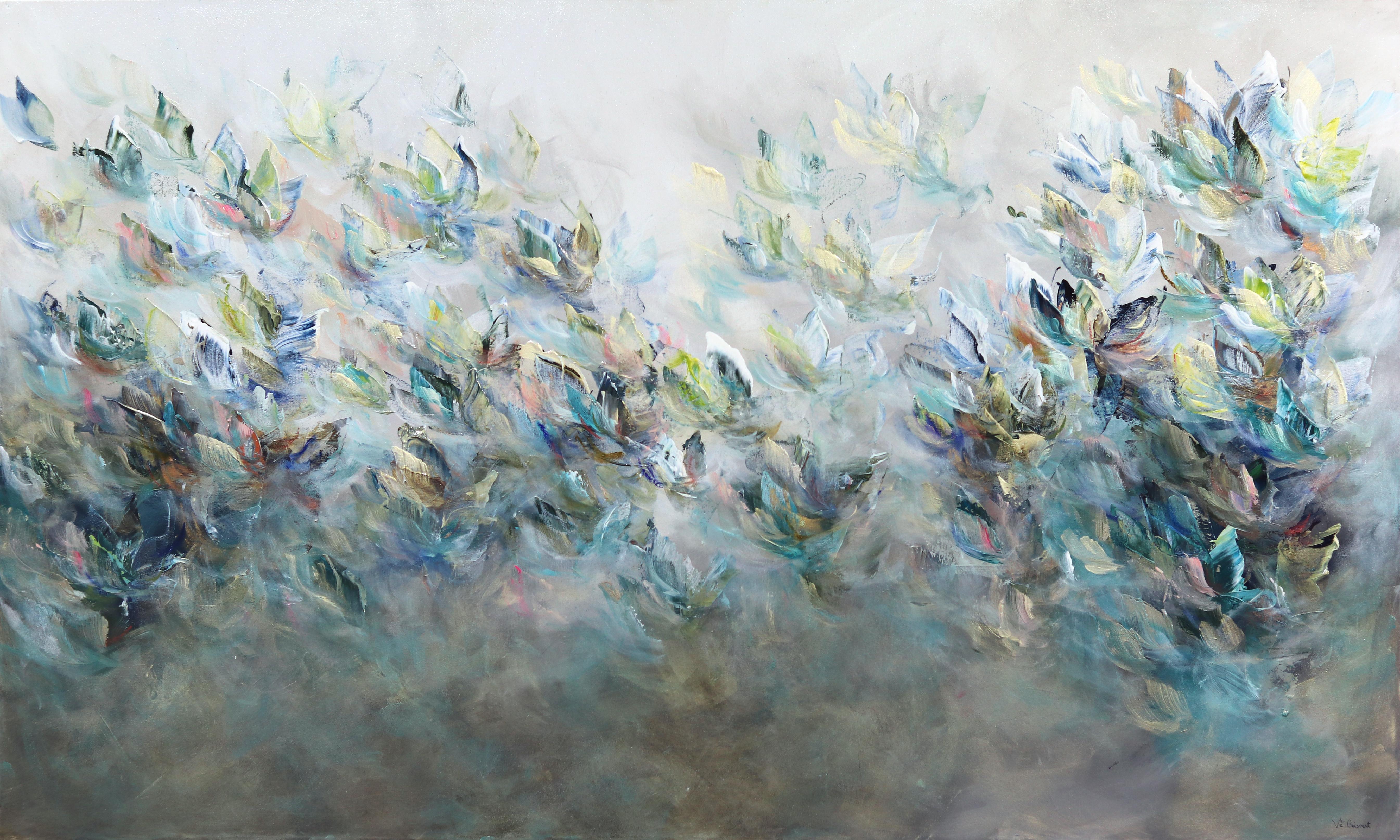 Vè Boisvert Abstract Painting - Une Caresse de L'Universe - Soft Abstract Floral Landscape Painting