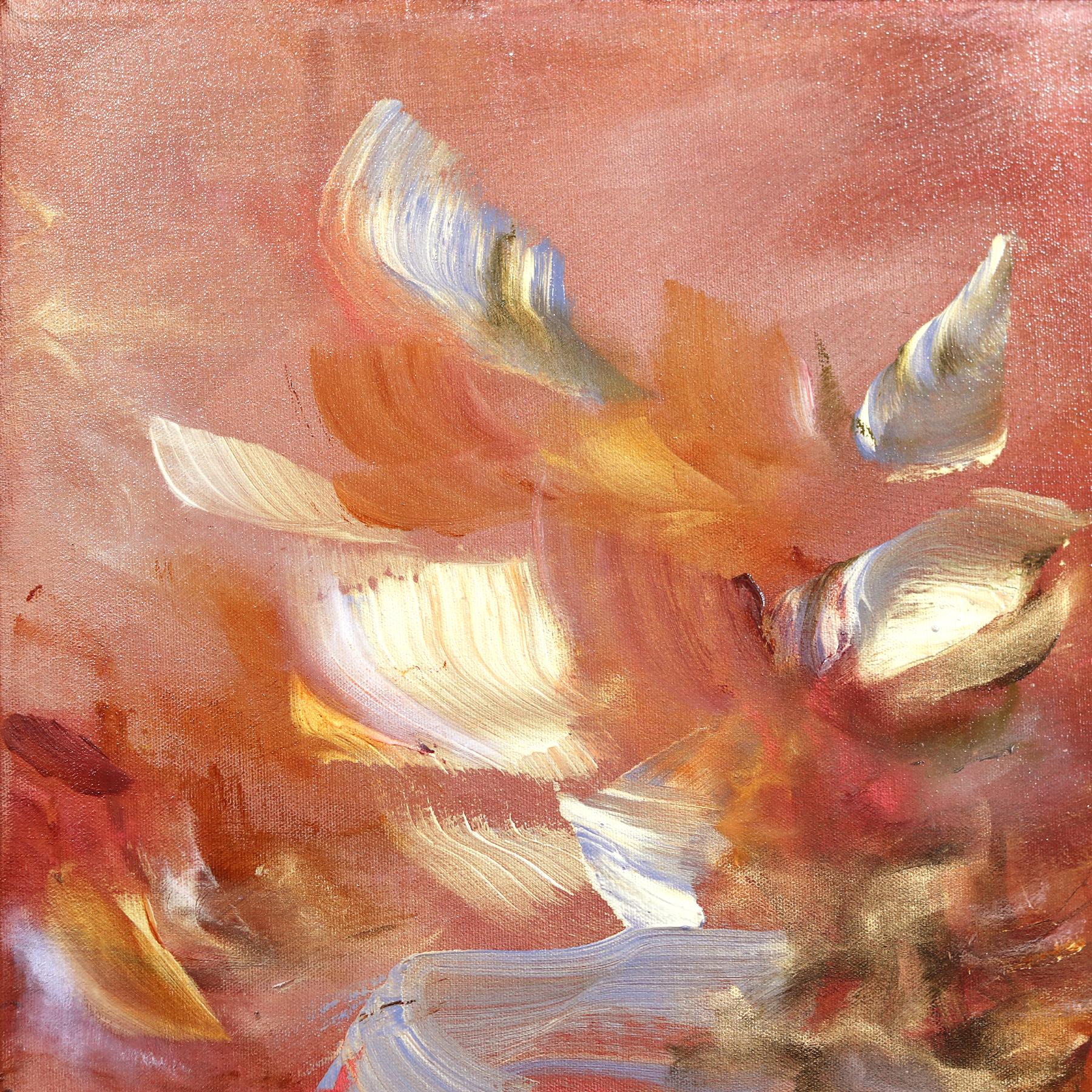 Venus - Ätherische abstrakte Blumenmalerei in Blush, Koralle und Gold (Abstrakt), Painting, von Vè Boisvert