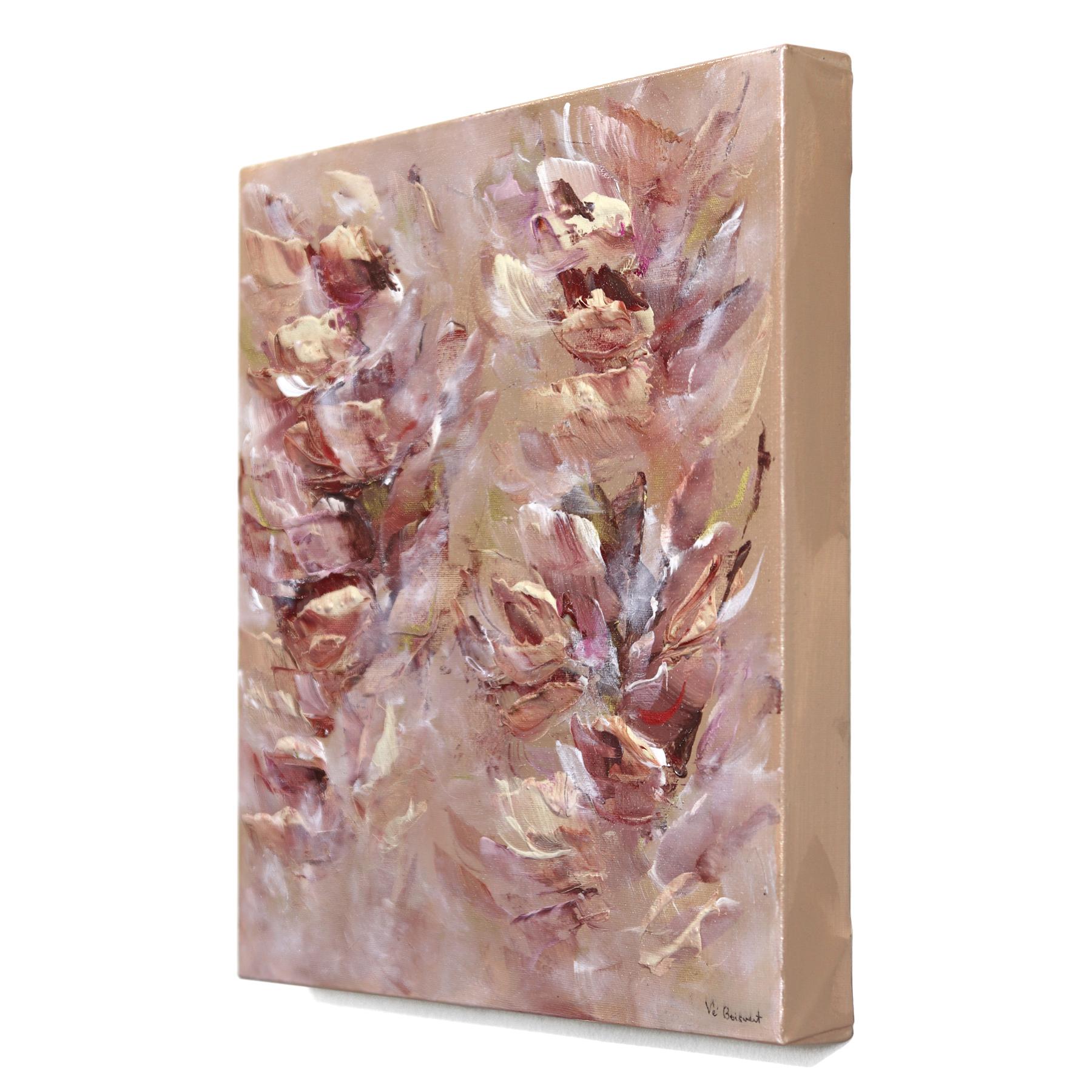 Vie Lumineuse - Romantic Abstract Textural Soft Pink Blush Tone Floral Painting For Sale 1