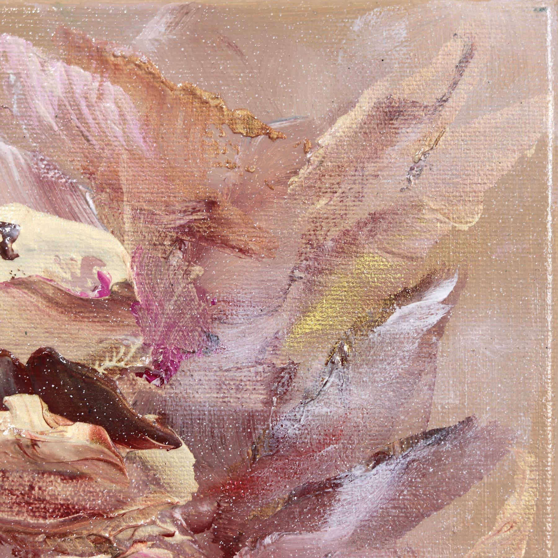 Vie Lumineuse - Romantic Abstract Textural Soft Pink Blush Tone Floral Painting For Sale 2