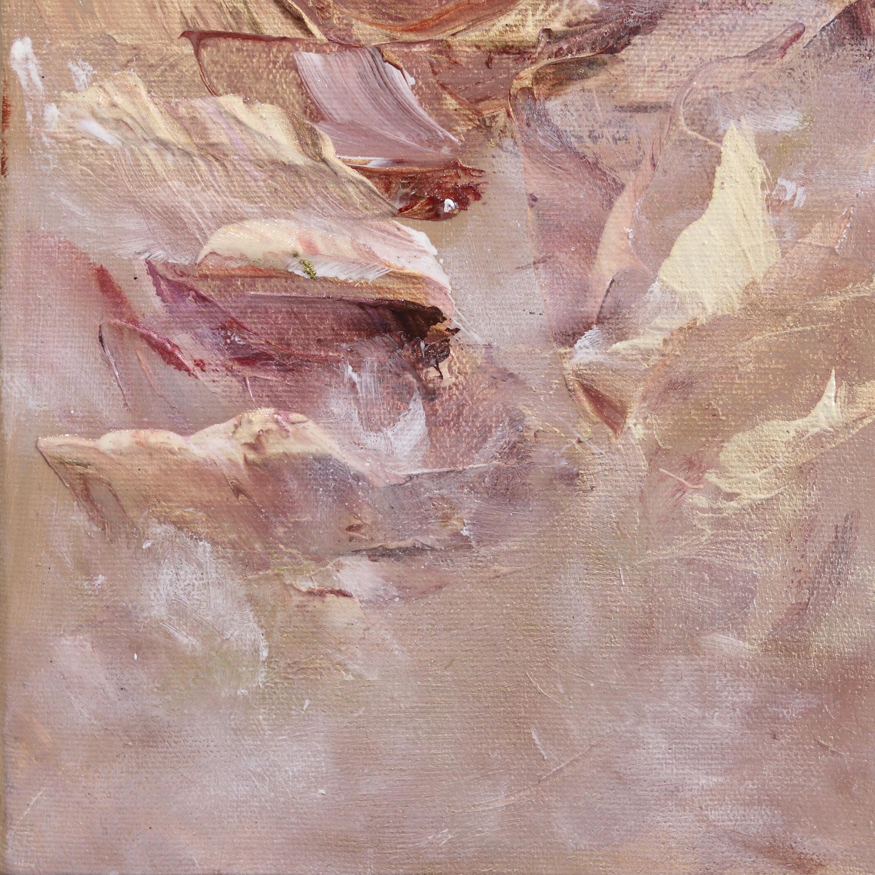 Vie Lumineuse - Romantic Abstract Textural Soft Pink Blush Tone Floral Painting For Sale 4