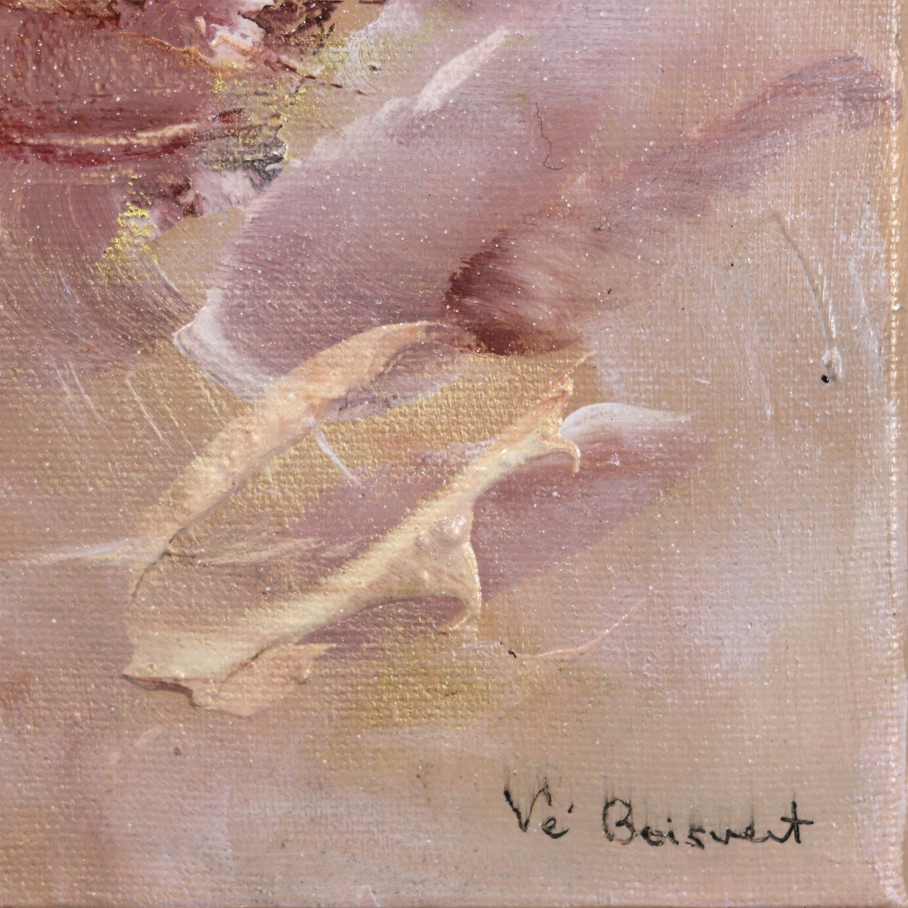 Vie Lumineuse - Romantic Abstract Textural Soft Pink Blush Tone Floral Painting For Sale 5