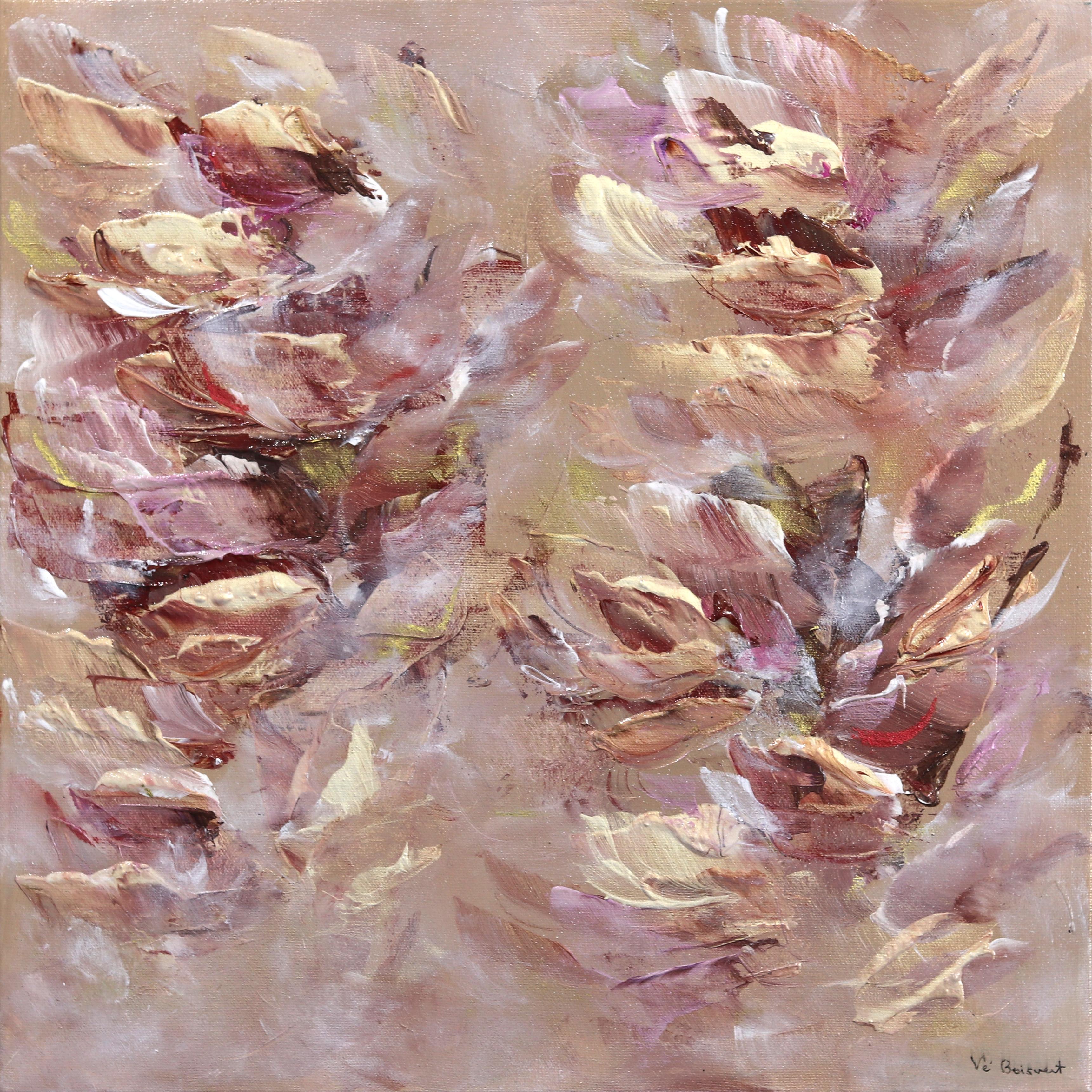 Vè Boisvert Abstract Painting - Vie Lumineuse - Romantic Abstract Textural Soft Pink Blush Tone Floral Painting