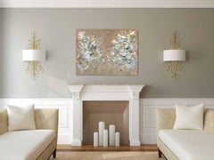 Waves of Freedom - Abstract Gold Tone Textural Floral Acrylic Canvas Painting