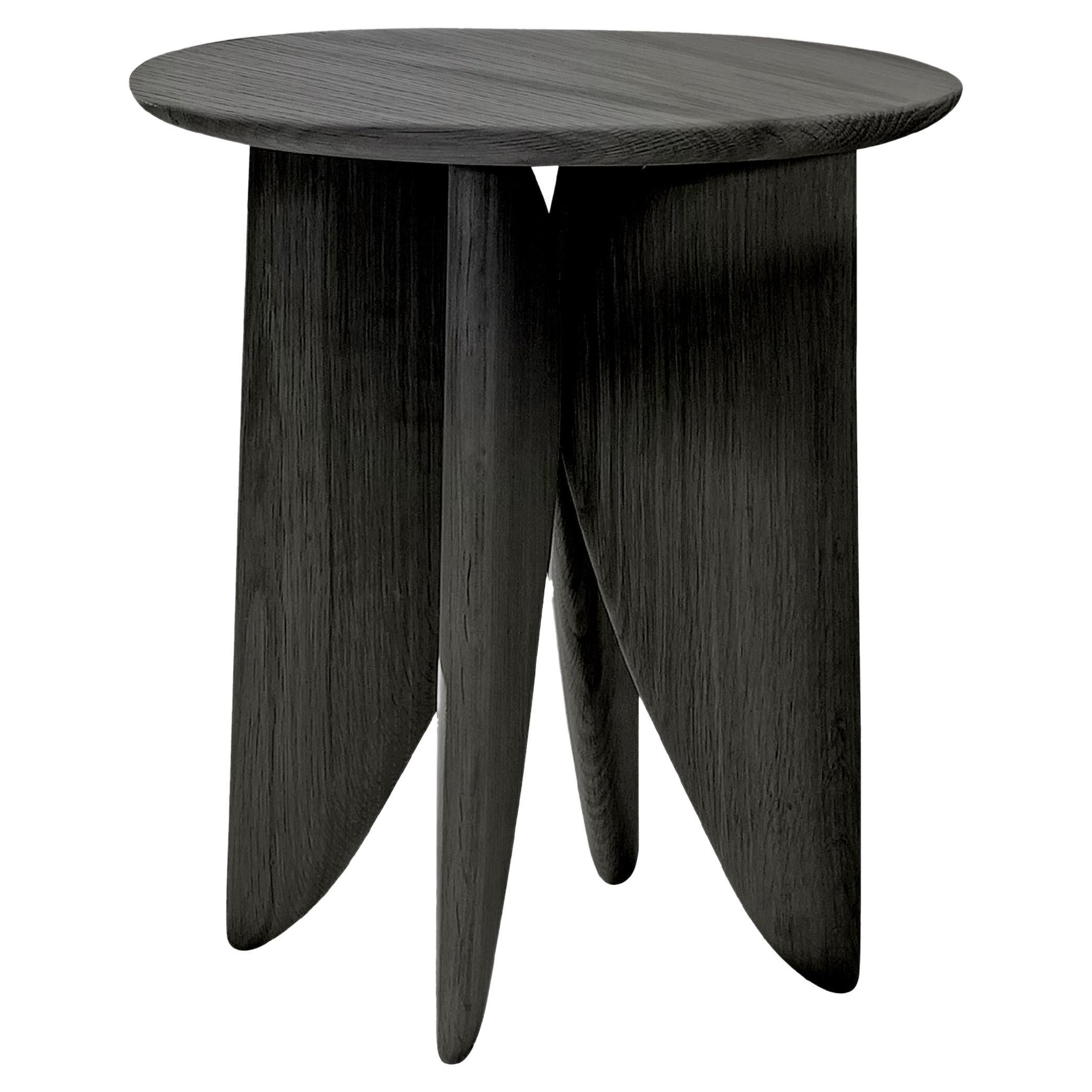 Noviembre V Stool, Side Table inspired in Burned Oak Wood by Joel Escalona For Sale