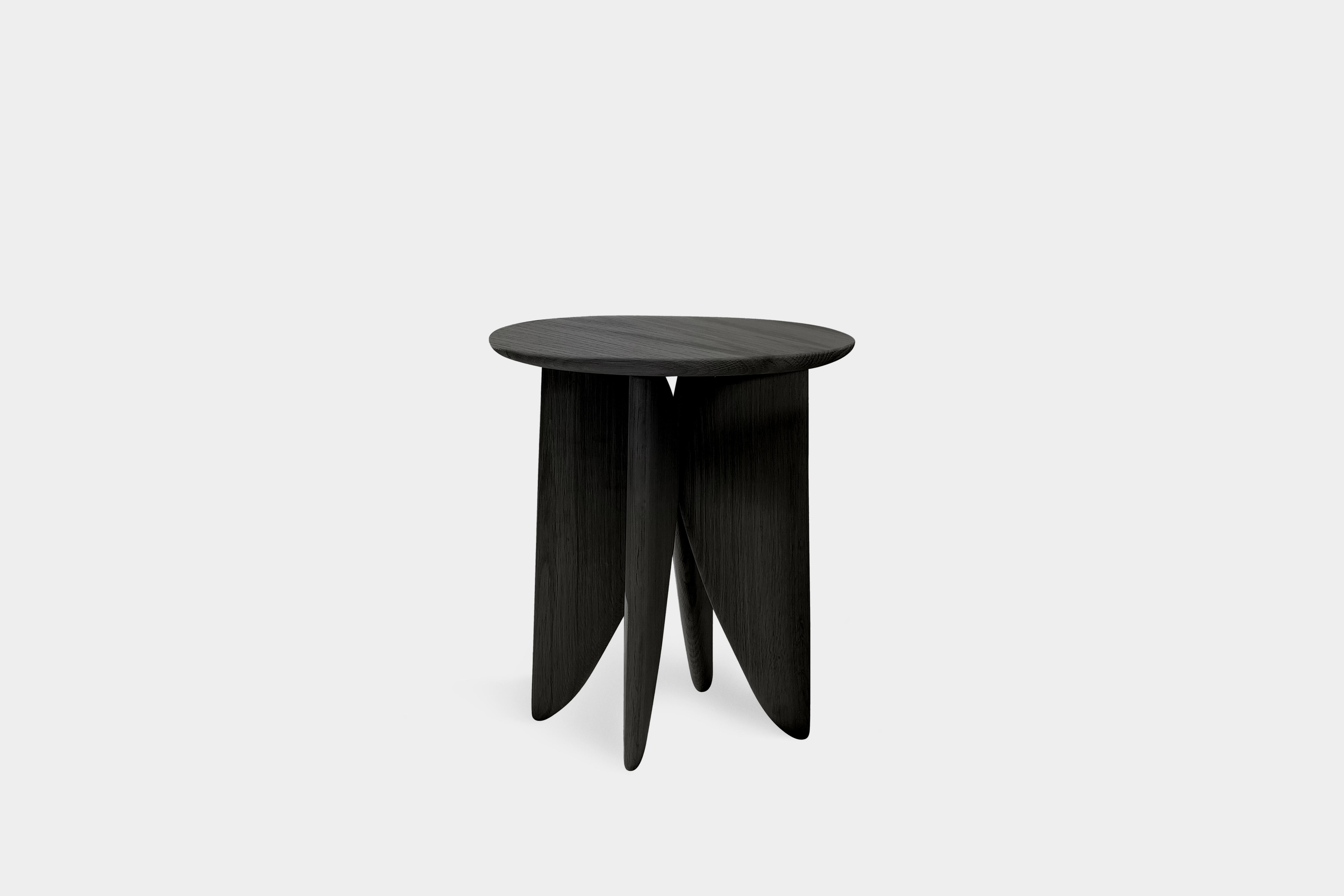 Noviembre V Stool, Side Table inspired in Burned Oak Wood by Joel Escalona (Moderne der Mitte des Jahrhunderts)