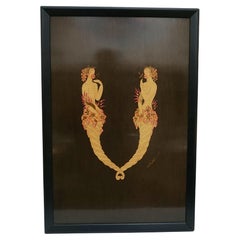 Vintage 'V' by Erté (Romain de Tirtoff) Marquetry Panel