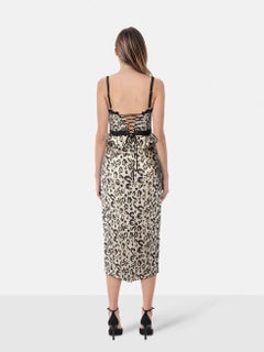 V. Chapman Leopard Jacquard Corset Midi Dress Size XXS